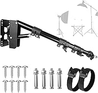 Vista 1 de Wall Mounting Triangle Boom Arm for Ring Light, Support 180° Flexible Rotation, 21.7-45.6in Adjustable Length, Save Space, for Monolight, Softbox