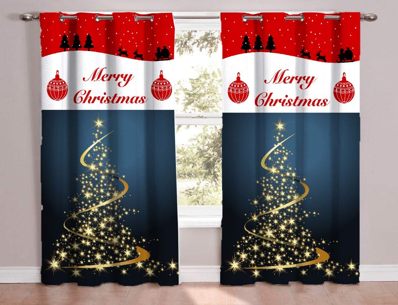 Femfairy Polyester Digital Print Christmas Curtains 1Piece (Merry Christmas, 9Ft for Long Door) (B08NZSBNH9) Amazon Price History, Amazon Price Tracker