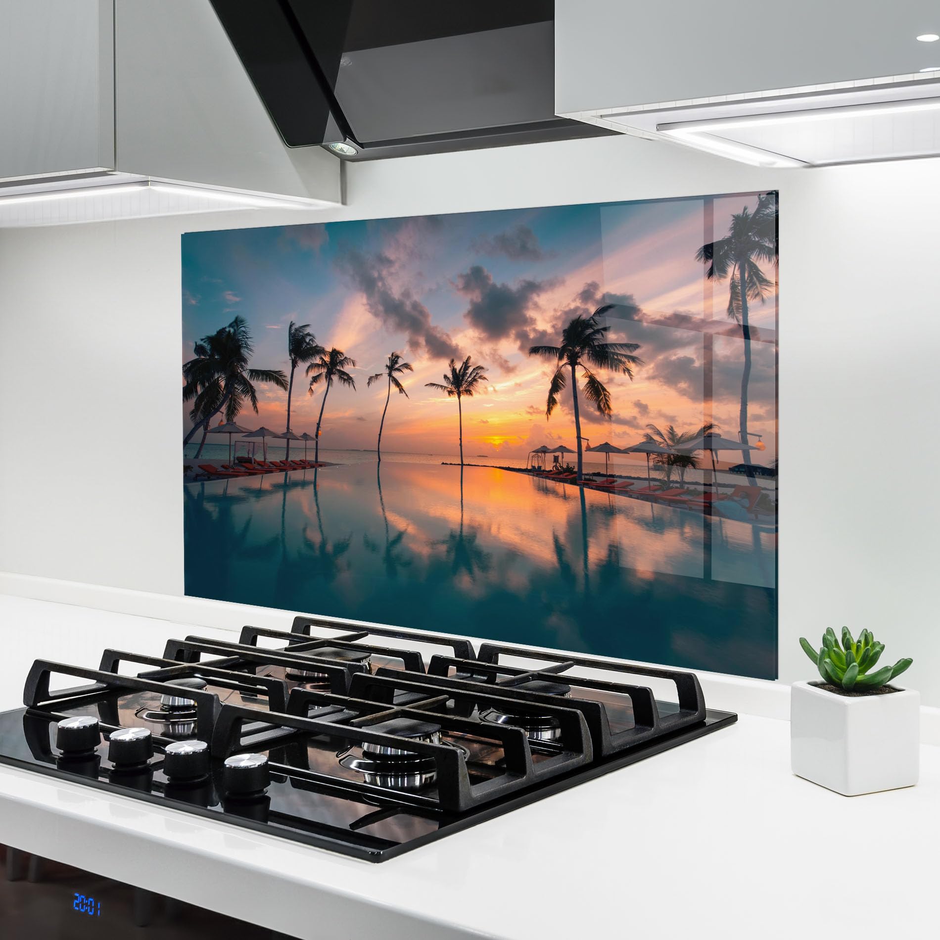 Crédence de cuisine en verre ARTHUB 60x100 cm Tropical Beach plaque de protection murale