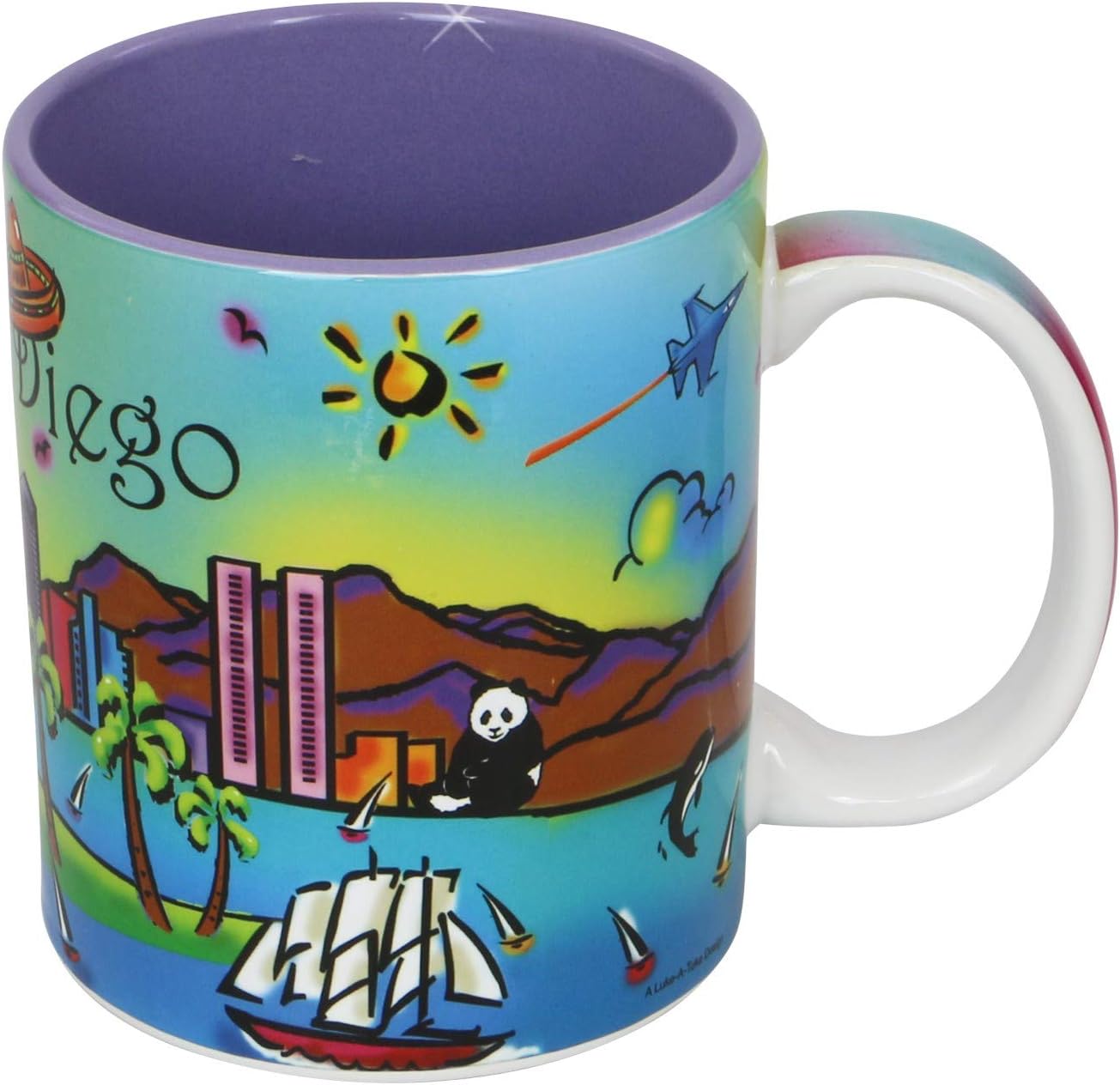 San Diego Coffee Mug Neon Rainbow 11 Ounce Ceramic Mug