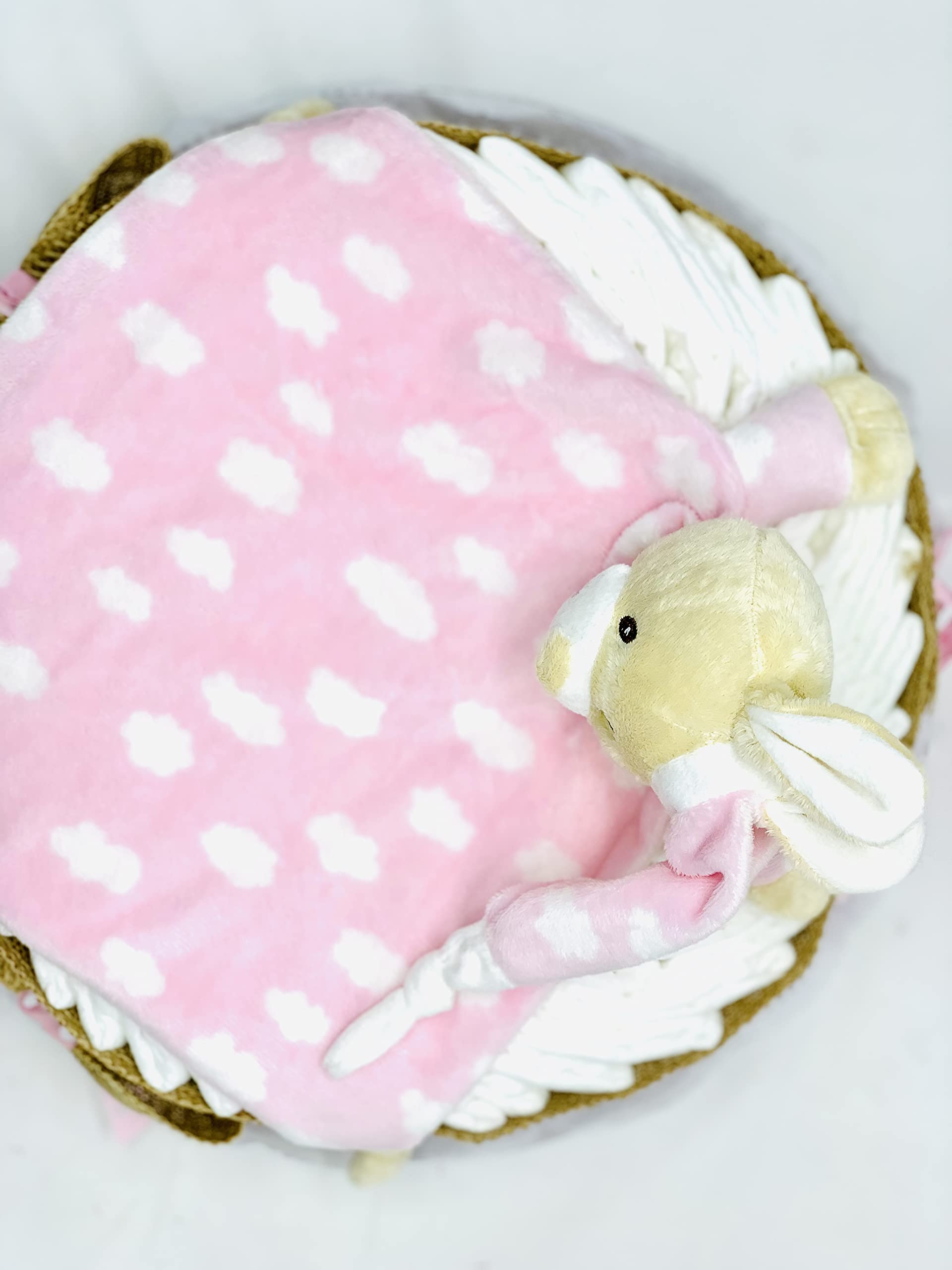 Tarta Pañales Bebé Recién Nacido 40 Unidades Doudou Rosa Regalo Original Canastilla Bebé Tarjeta Dedicatoria Set Nacimiento Baby Shower Tarta Pañal Niña Detalle Mamás Primerizas Decoración