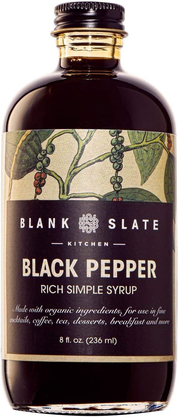 Black Pepper Rich Simple Syrup | by Blank Slate Kitchen | 8 ounce | Cocktail Mixer or Dessert Topping (pack 1)