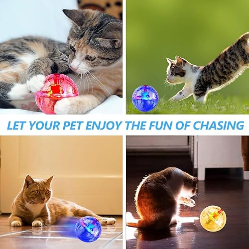 Miniatura 7 de Sratte Pelota de gato con luces LED de movimiento activadas por movimiento, destello iluminado, brillante, iluminado, juguetes interactivos para