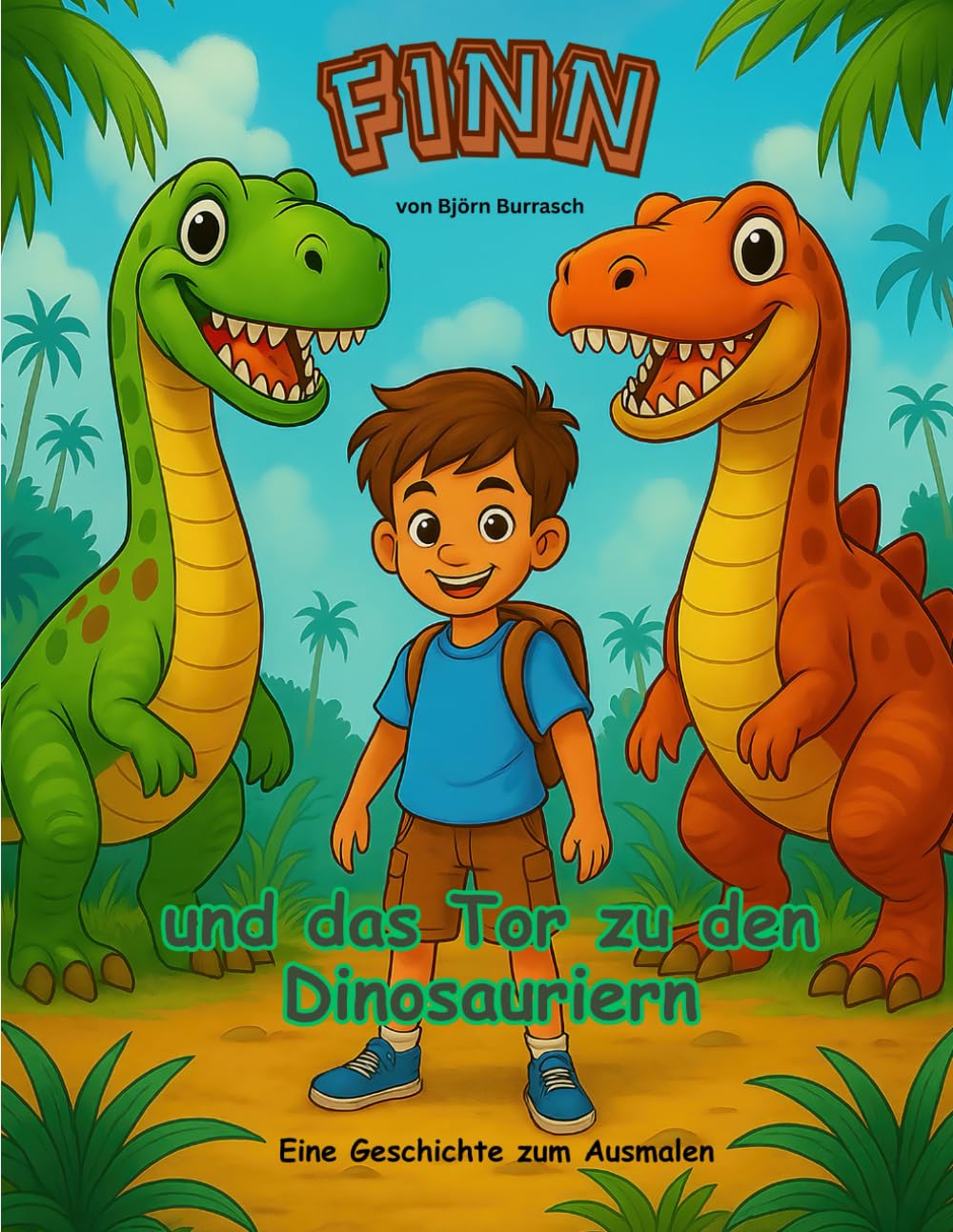 Finn und das Tor zu den Dinosauriern: Eine Geschichte zum Ausmalen