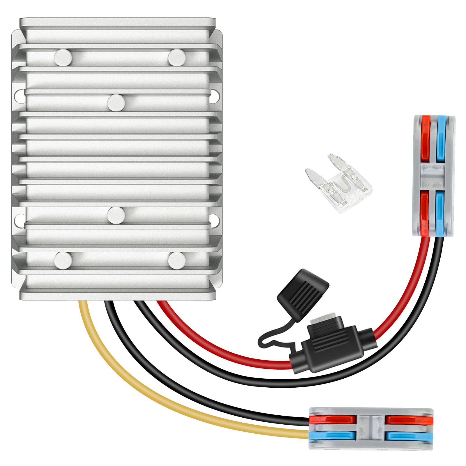 HOMELYLIFE30A 360W DC 18V/20V/24V/36V/48V to 12V Voltage Converter with Fuse Step Down Regulator Buck Reducer Power Converter Waterproof Transformer for Golf Cart(Inputs 18V-60v to 12V 30A)