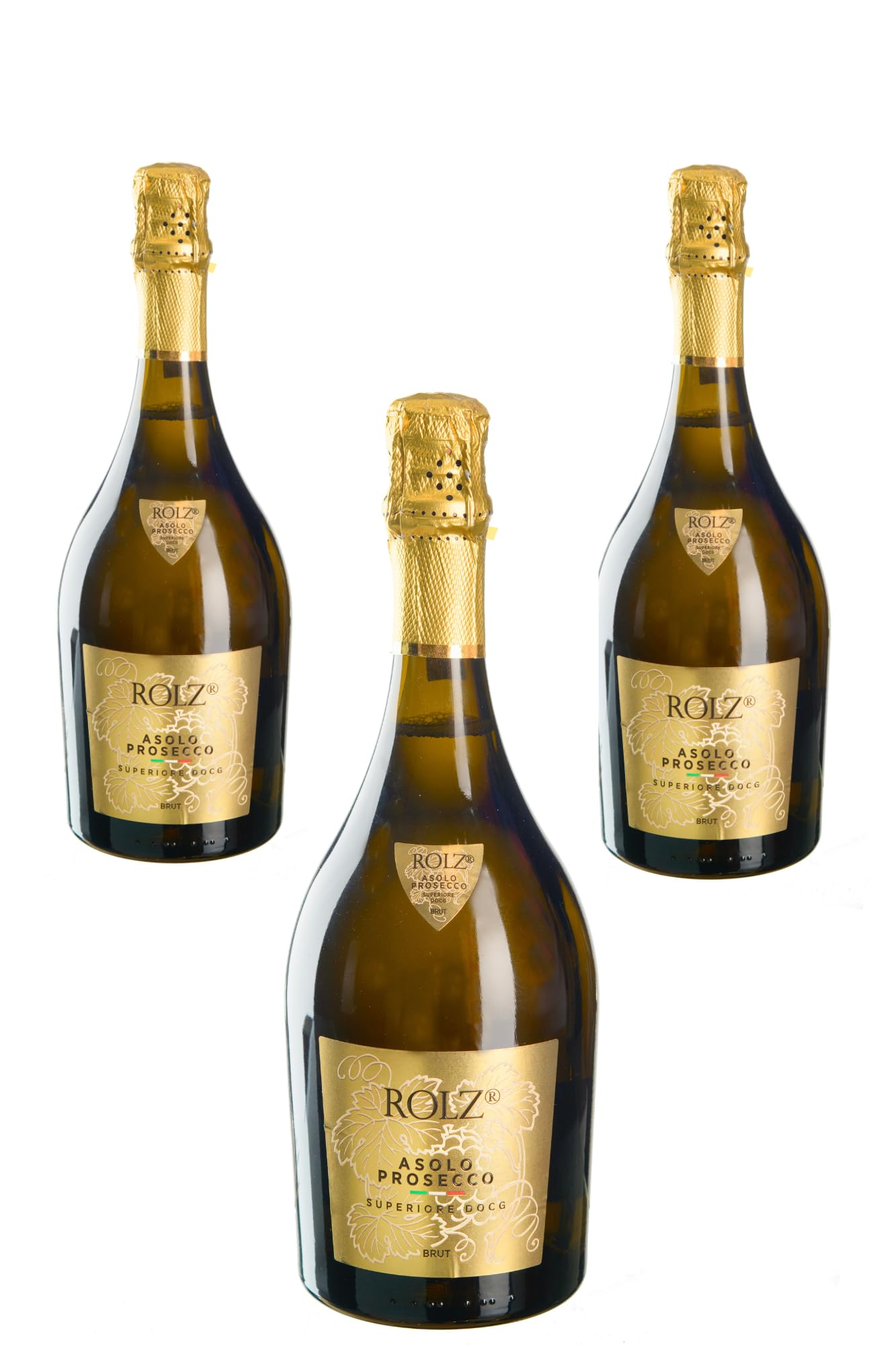 PROSECCO ROLZ DOCG ASOLO-Lot de 3 bouteilles-Vin pétillant- 11% Prosecco D.O.C.G brut, Vin Petillant, Élaboré à Partir du Cépage Glera de Asolo, Goût Fruité et Floral, 3x750 ml