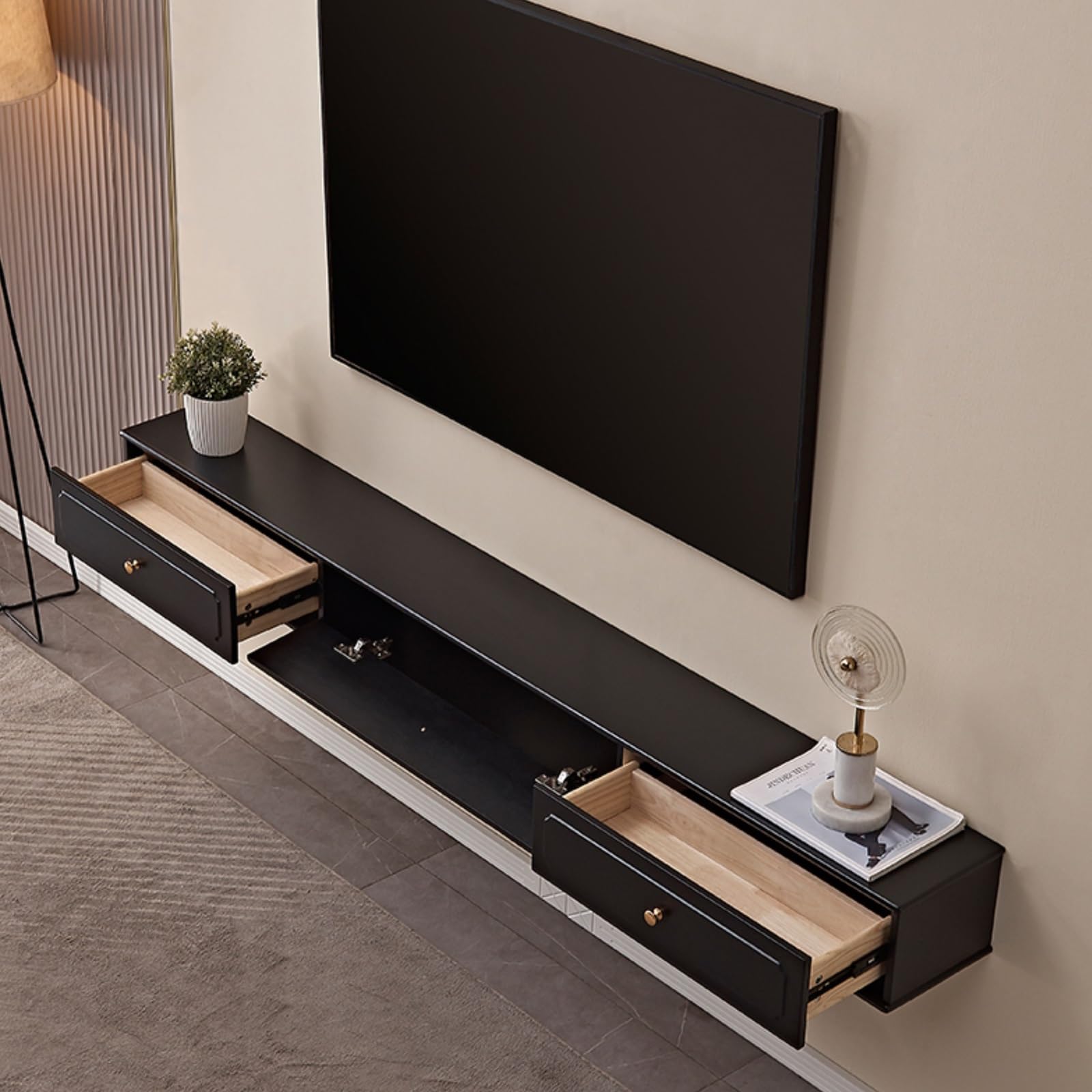 Nowoczesna szafka pod telewizor z 2 szufladami, biała konsola Ma, 119,4 cm, do salonu i biura, elegancka półka na książki / wideo, centrum rozrywki oszczędzającej miejsce