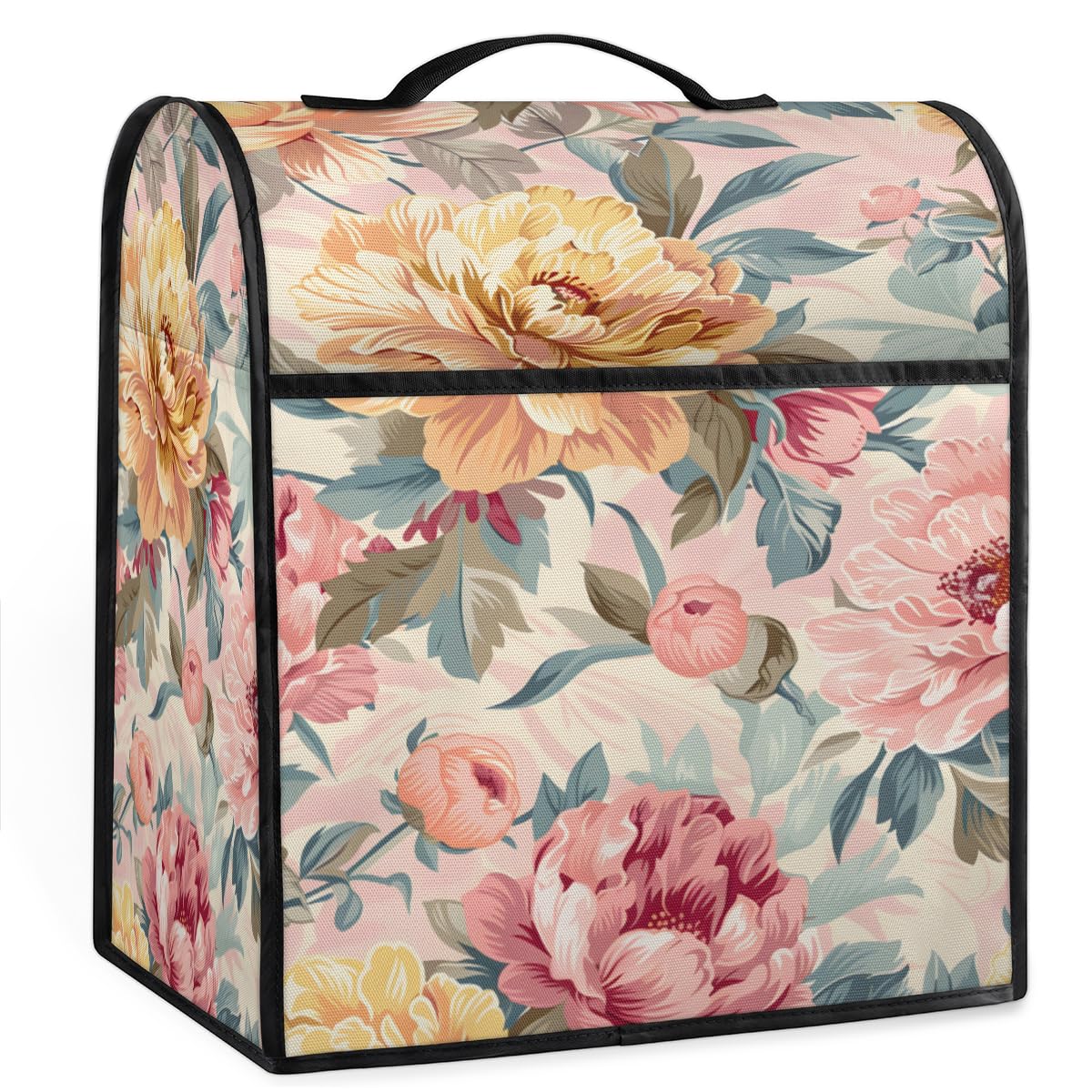 Coffee Maker Cover Watercolor Vintage Peony Kitchen Appliance Covers Small Appliance Covers Blender Cover Juicer Cover Dust Covers for Kitchen Appliances with Top Handle and Pockets,Washable,B855