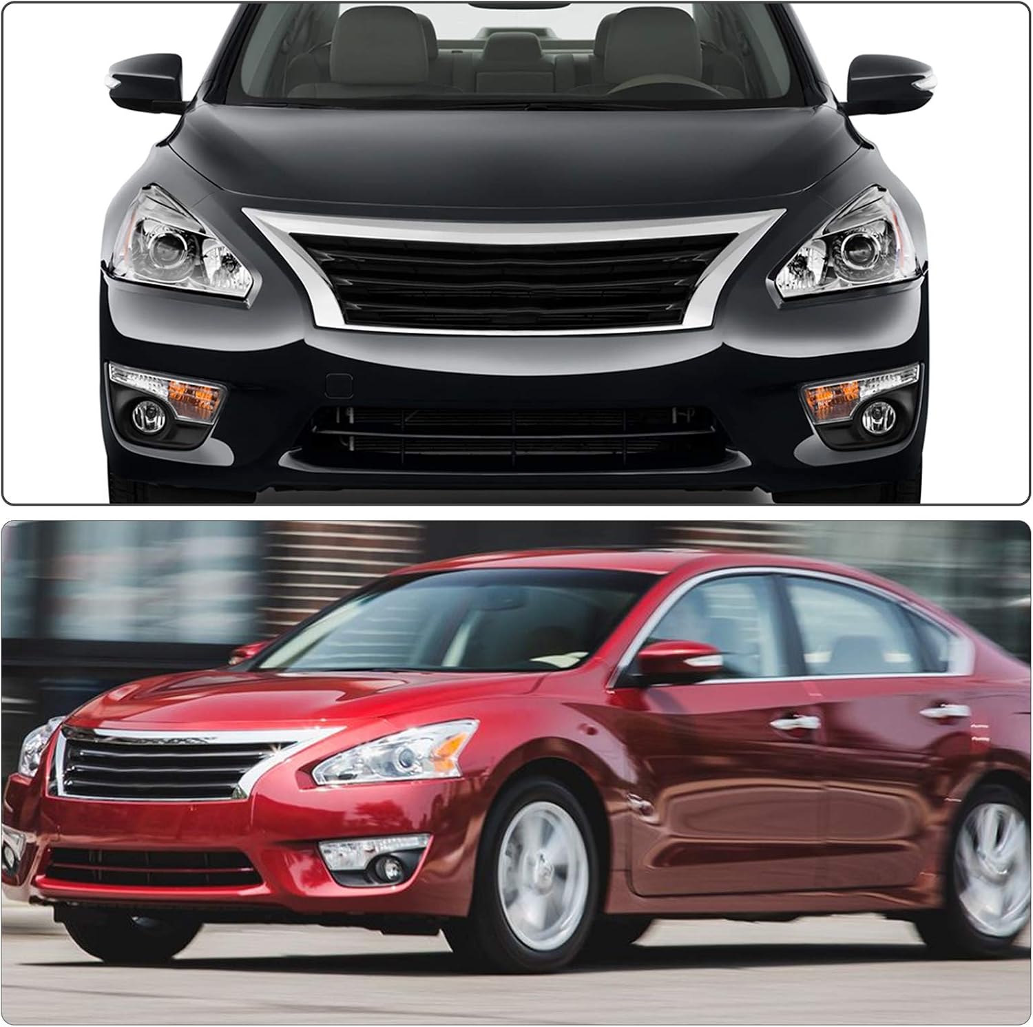 DWVO Headlight Assembly Compatible with 2013-2015 13-15 Altima 2013 2014 2015 13 14 15 (Only 4-Door Sedan Models) Headlamps Replacement Chrome Housing Pair Driver & Passenger Side