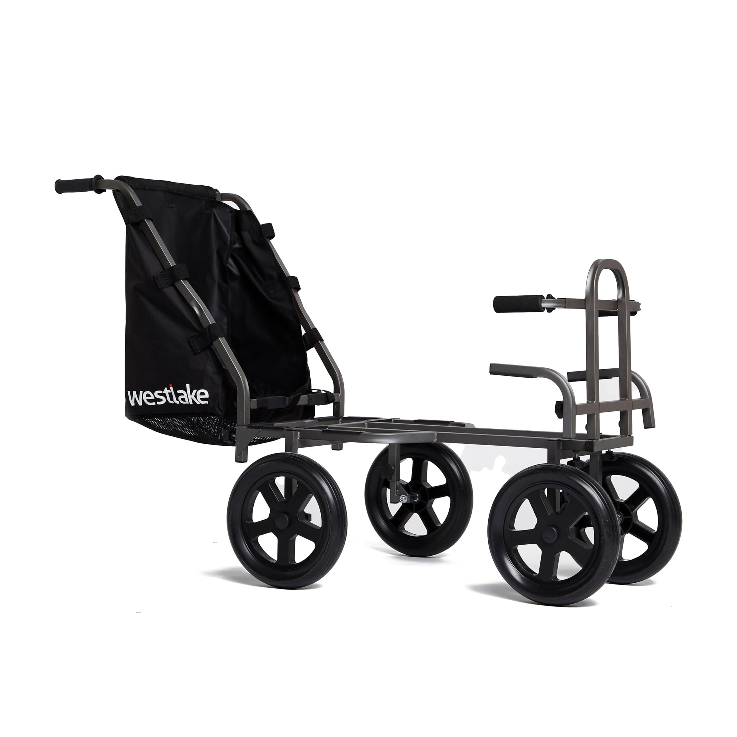 WESTLAKE Hercules Match Barrow with Solid Puncture Proof Wheels & Rear Carry Compartment, Trolley, Cart, Wheelbarrow, Angling & Fishing Equipment, Black