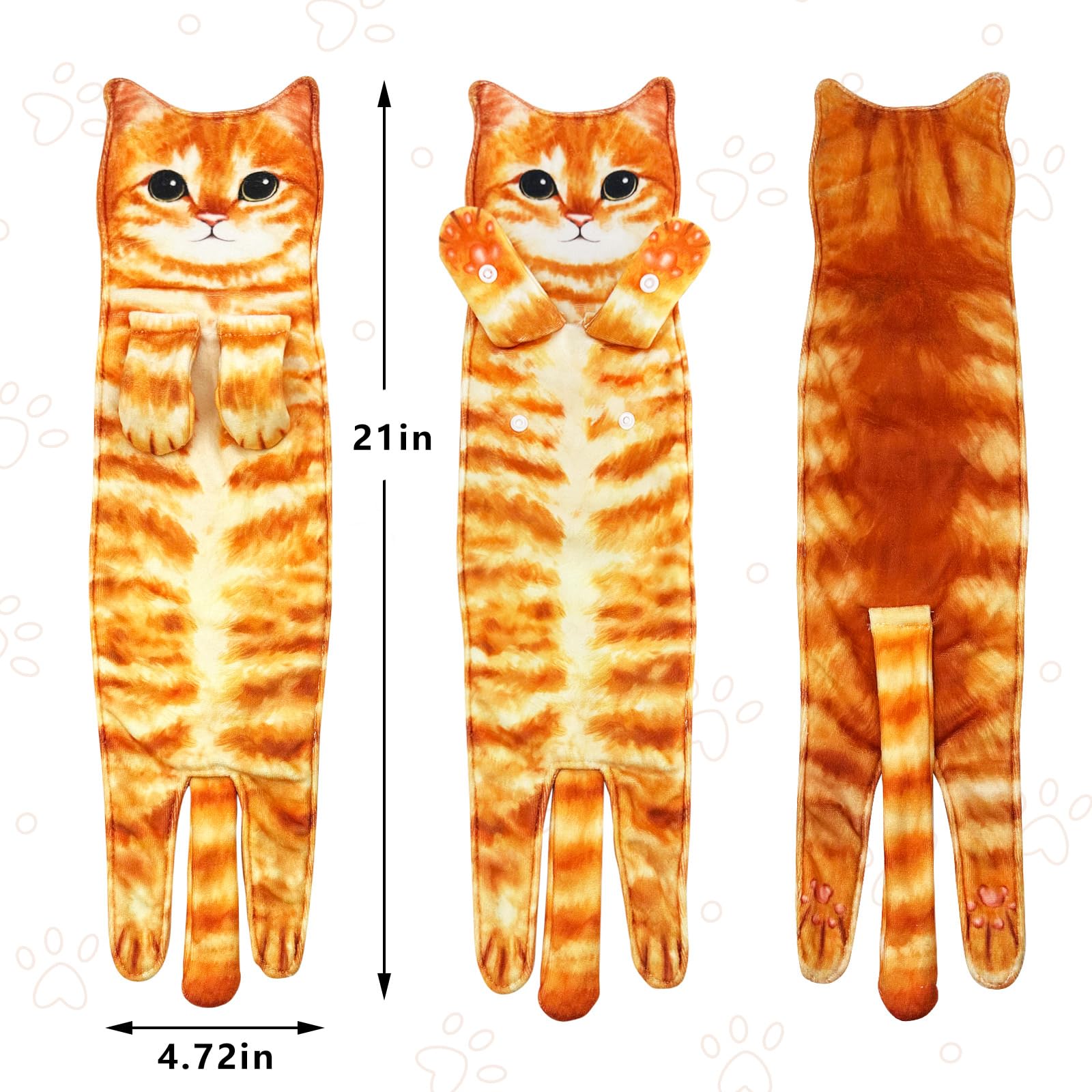 Essuie-mains en forme de chat pour cuisine, salle de bain, maison – Gadgets décoratifs en forme de chat mignon – Serviette douce et absorbante à suspendre – Pour pendaison de crémaillère d'anniversaire