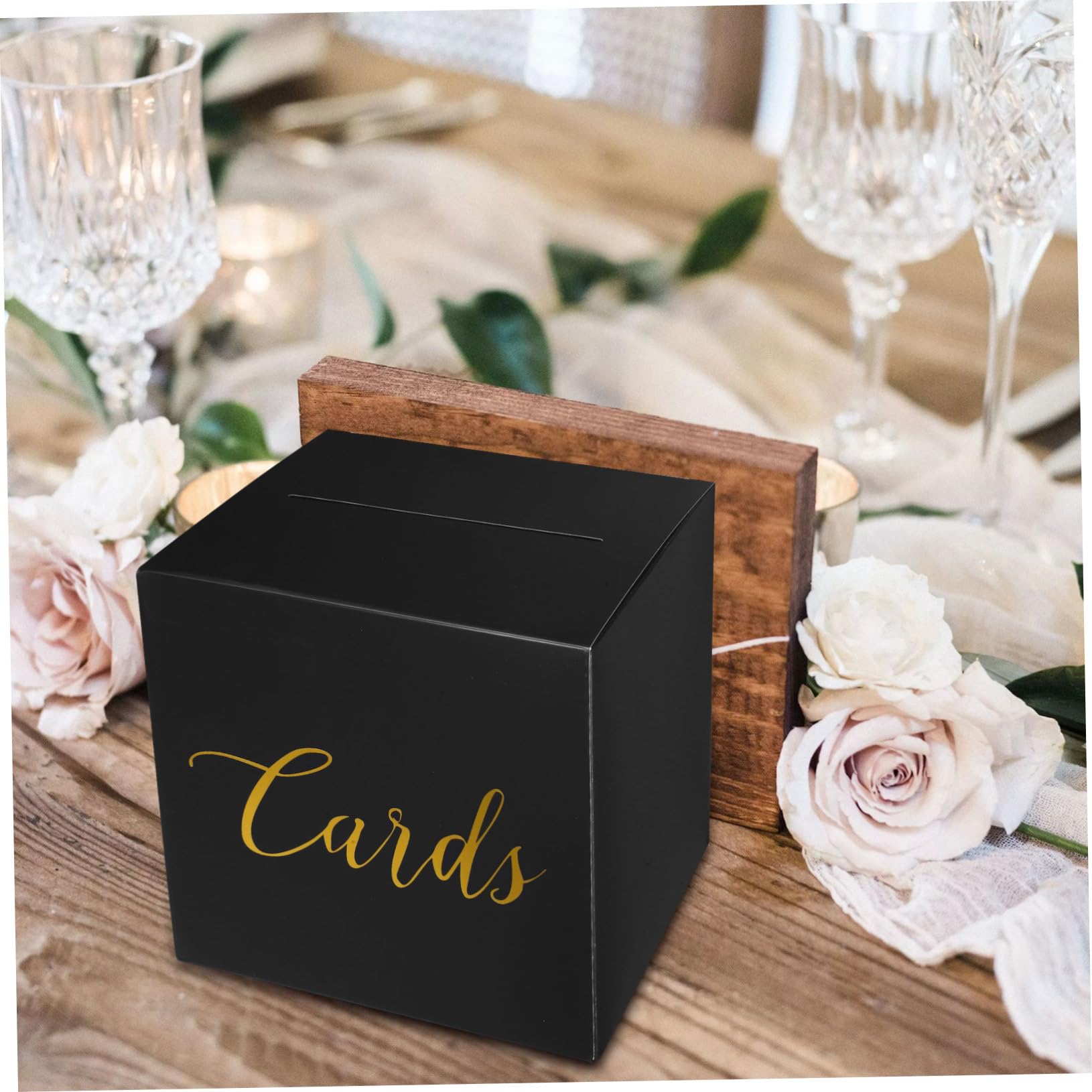 SOLUSTRE 4 Sätze Teiliges Hochzeitskartenbox aus Schwarze Geschenkbox für Hochzeit Empfang Gästewünsche Stilvolle Aufbewahrung Besonderer Karten und Erinnerungen