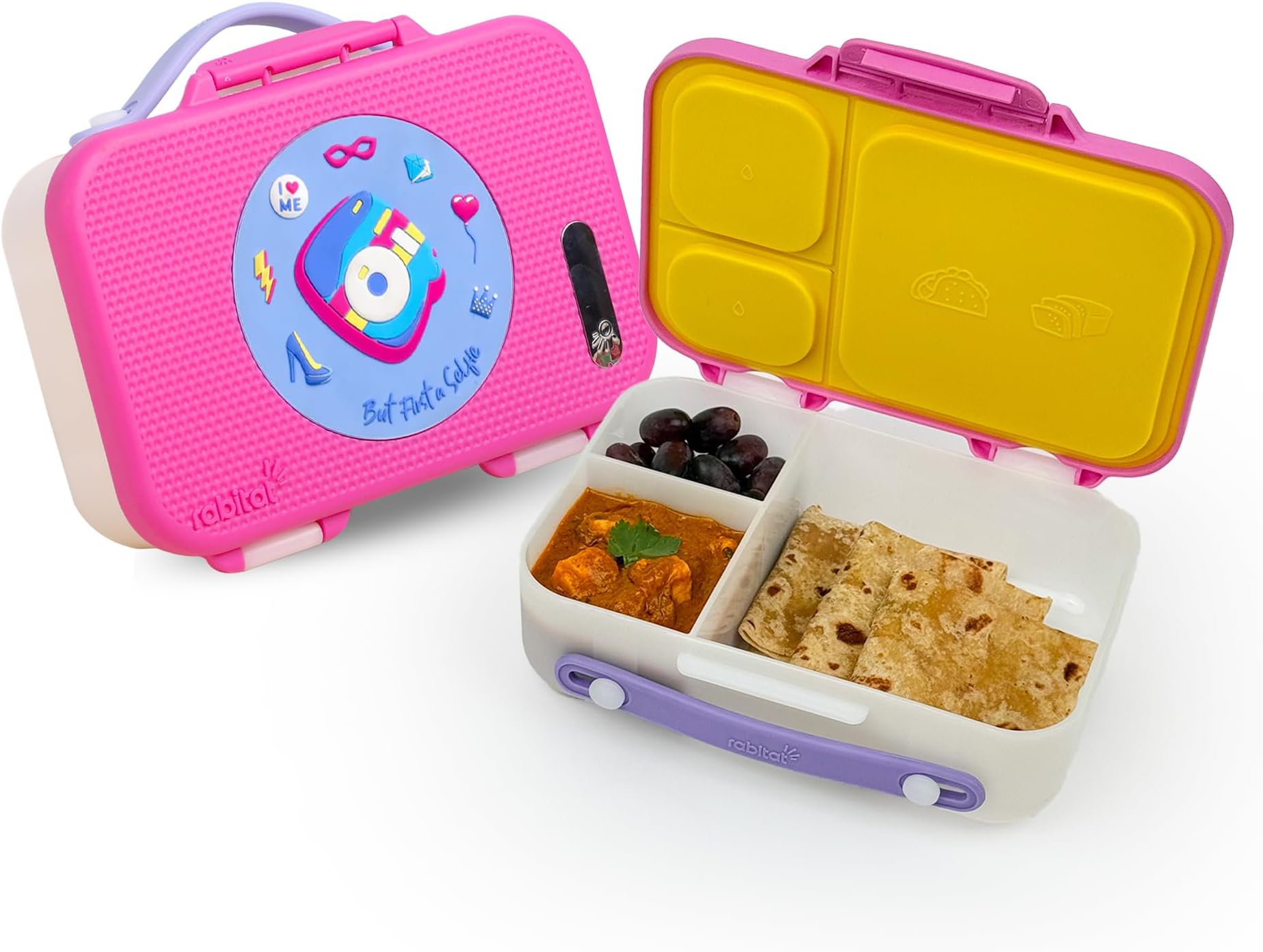 rabitat Munchbee Bento Lunch Box 1000ml | 1+1 Year Brand Warranty | Tiffin Box for School | Lunch Box for Kids Boys & Girls | BPA Free, Leakproof & Durable Bento Design | Diva