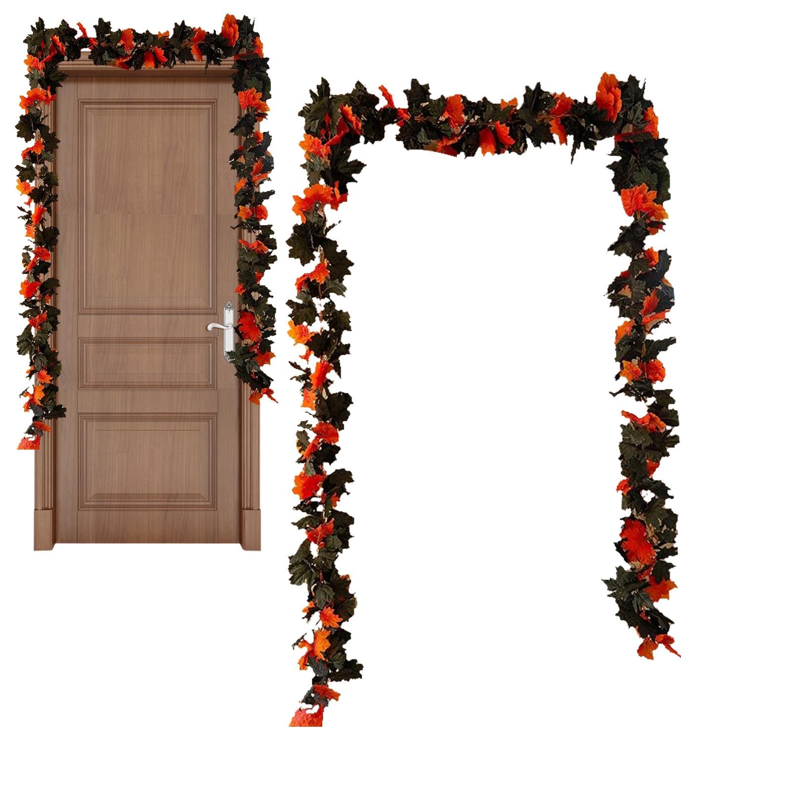 Ghirlande Autunnali Nere Con Foglie D'acero Per Halloween, 2 Pezzi Da 1,8 M, Decorazione Per Caminetto E Albero