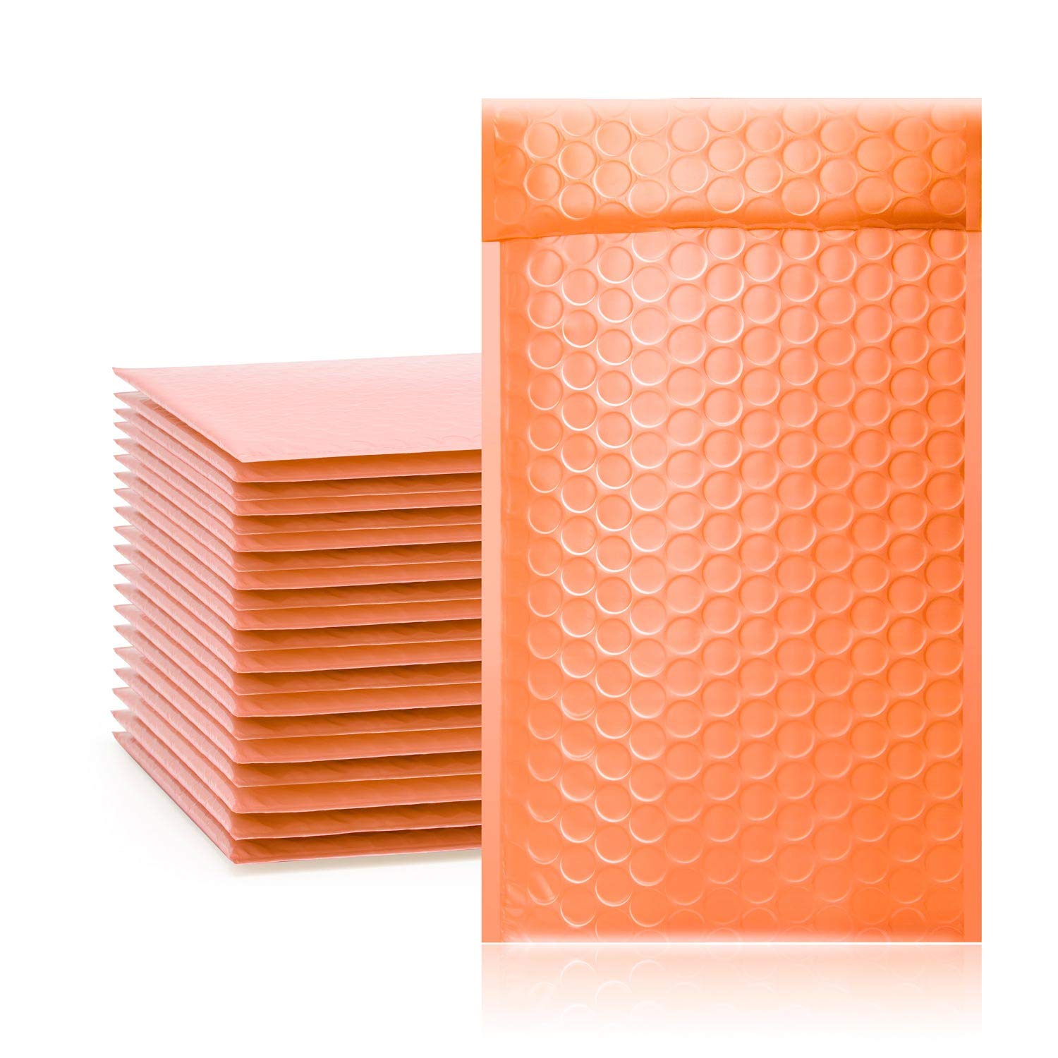TONESPAC 50 Pack #0 7x10 Poly Bubble Mailers Padded Envelopes Shipping Bags with Waterproof and Self Seal Stripe - Orange — image 1