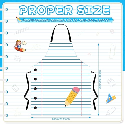 Miniatura 5 de Delantal de regreso a clases, 4 piezas, delantal para profesor, para el primer día de escuela, regalos de fin de año para pintura, clase, cocina,