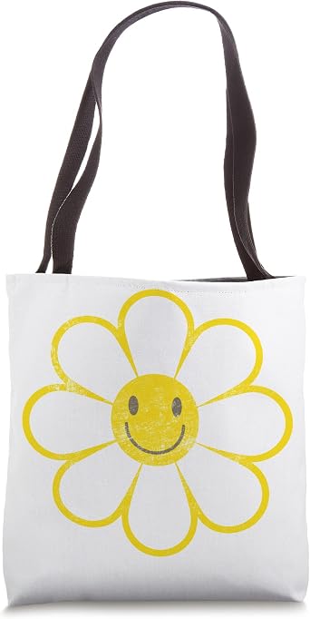 Flower Smile Face Vintage Retro Tote Bag
