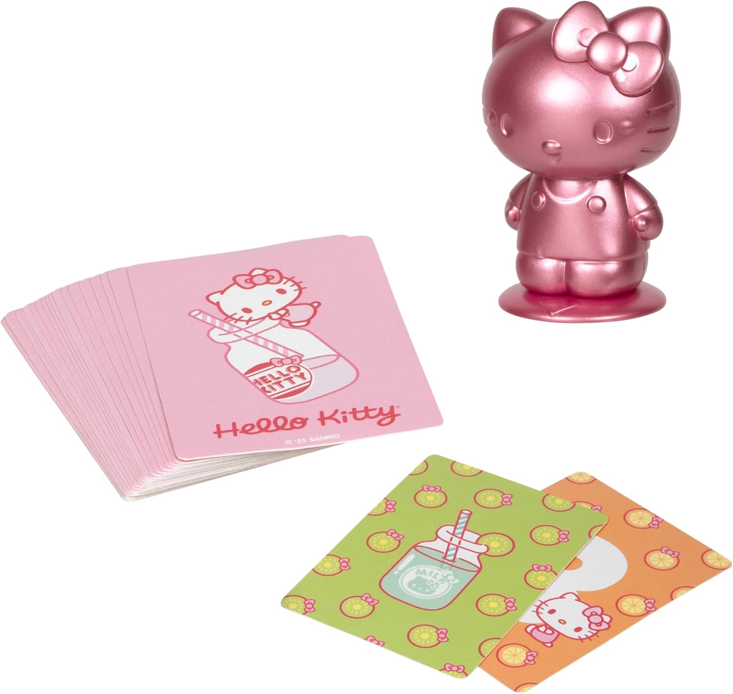 Hello Kitty Strawberry Milk Slap Game, Includes 76 Cards & Collectible Hello Kitty Figurine, Flip Cards & Be The Fastest to React to Pairs, Fives & Strawberry Milk, Ages 8+, 2-6 Players