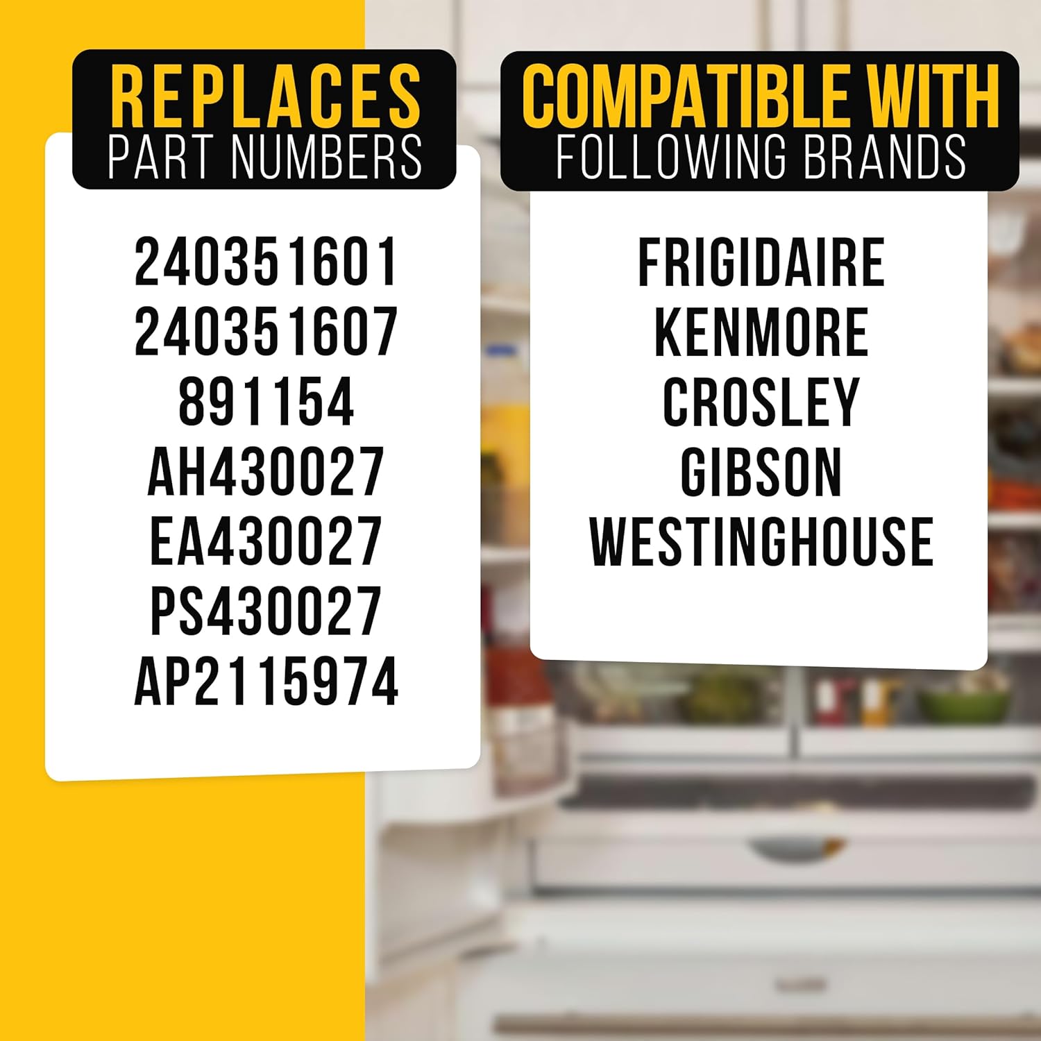 PartsBroz 240351601 Freezer Door Shelf Bin (2-Pack) for Frigidaire FFFSS2615TS5 FFSS2615TS0 LFSS2612TF0 LFSS2612TF4 LFSS2612TE0 FGHS2631PF4A FFSS2615TS2 LFSS2612TE4 LFSS2612TF2 FFSS2625TS0 FFSS2615TP2