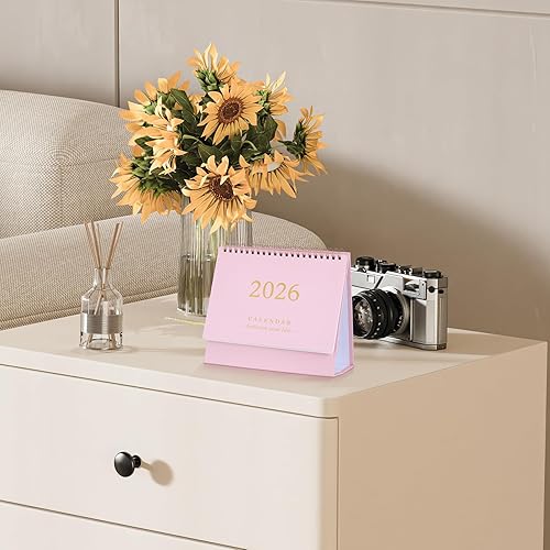 Miniatura 5 de NUOBESTY 2025-2026 Desk Calendar Small Pink Standing Calendar 18 Month Desktop Year Paper Daily Scheduler Planners for Office School Home