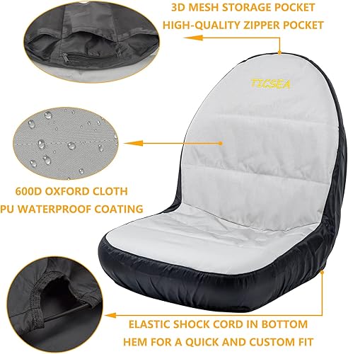 Miniatura 4 de TICSEA Funda de asiento para cortacésped, funda impermeable para asiento de tractor que se adapta a respaldos de asiento de tractor de 13.5 a 16.5
