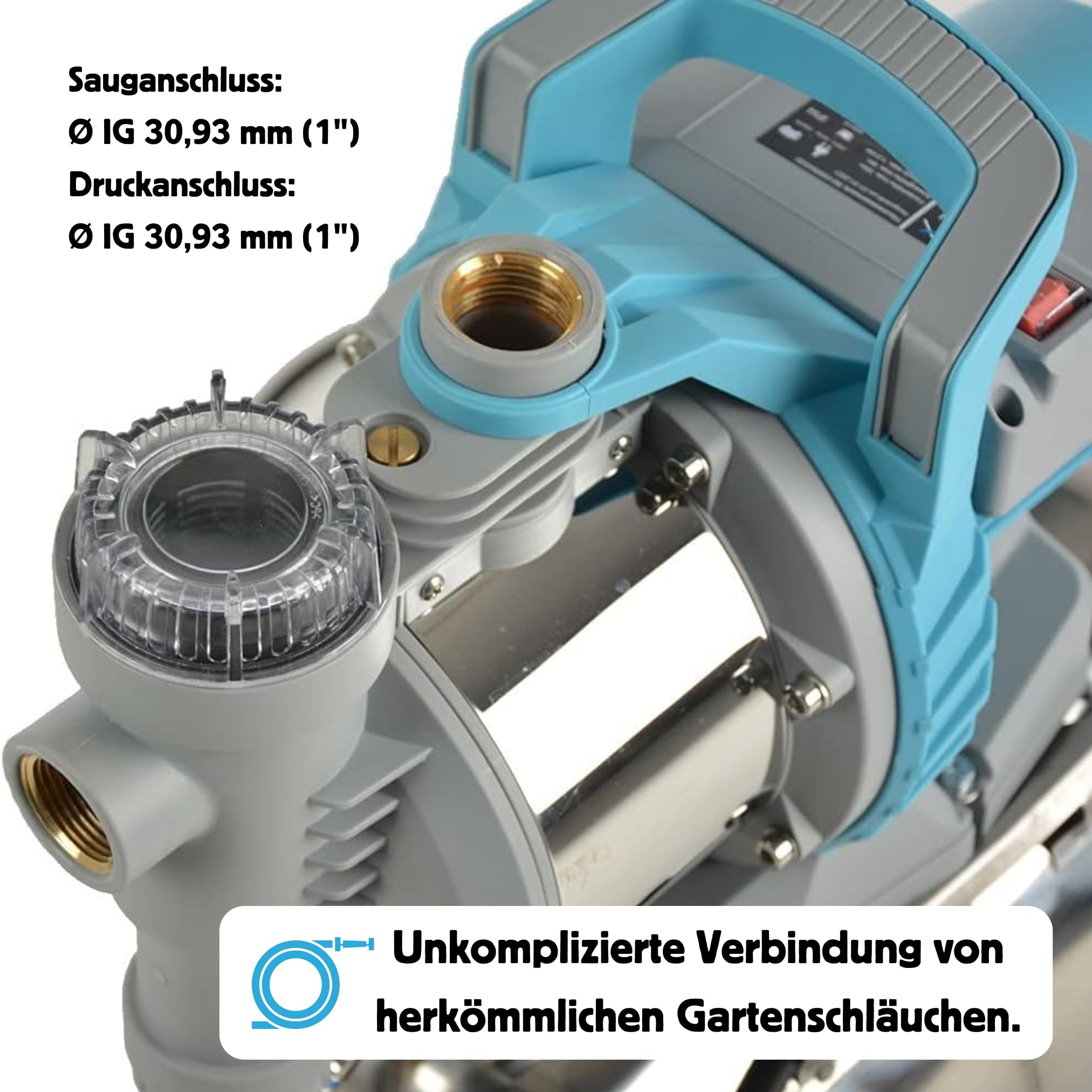 IMLEX Hauswasserwerk IM-HWW4500 Gartenpumpe Pumpe 85 dB 4500 l/h, 1300 Watt