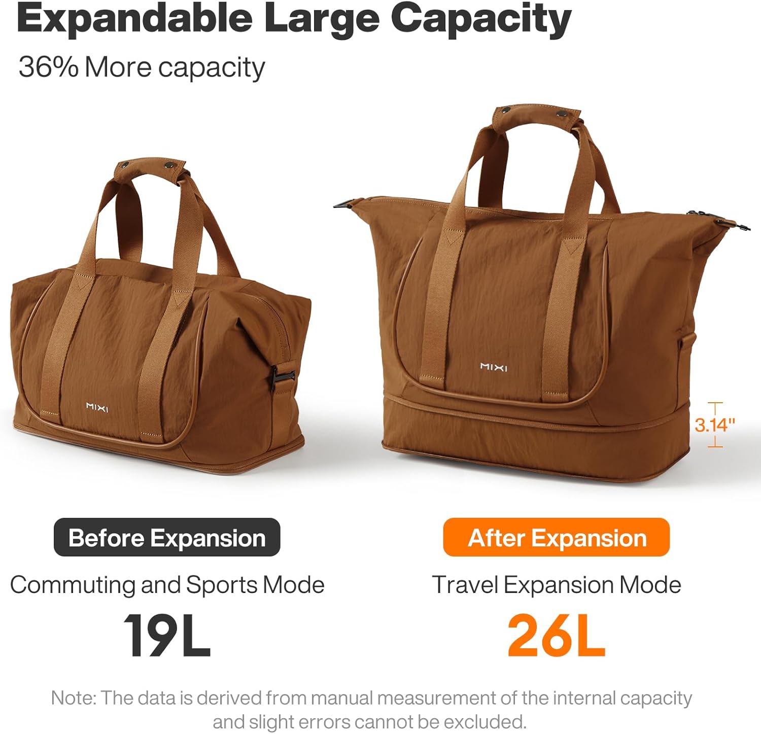 mixi Travel Tote Bag for Women Large Expandable Travel Bag Waterproof Lightweight Carry On Personal Item Handbag