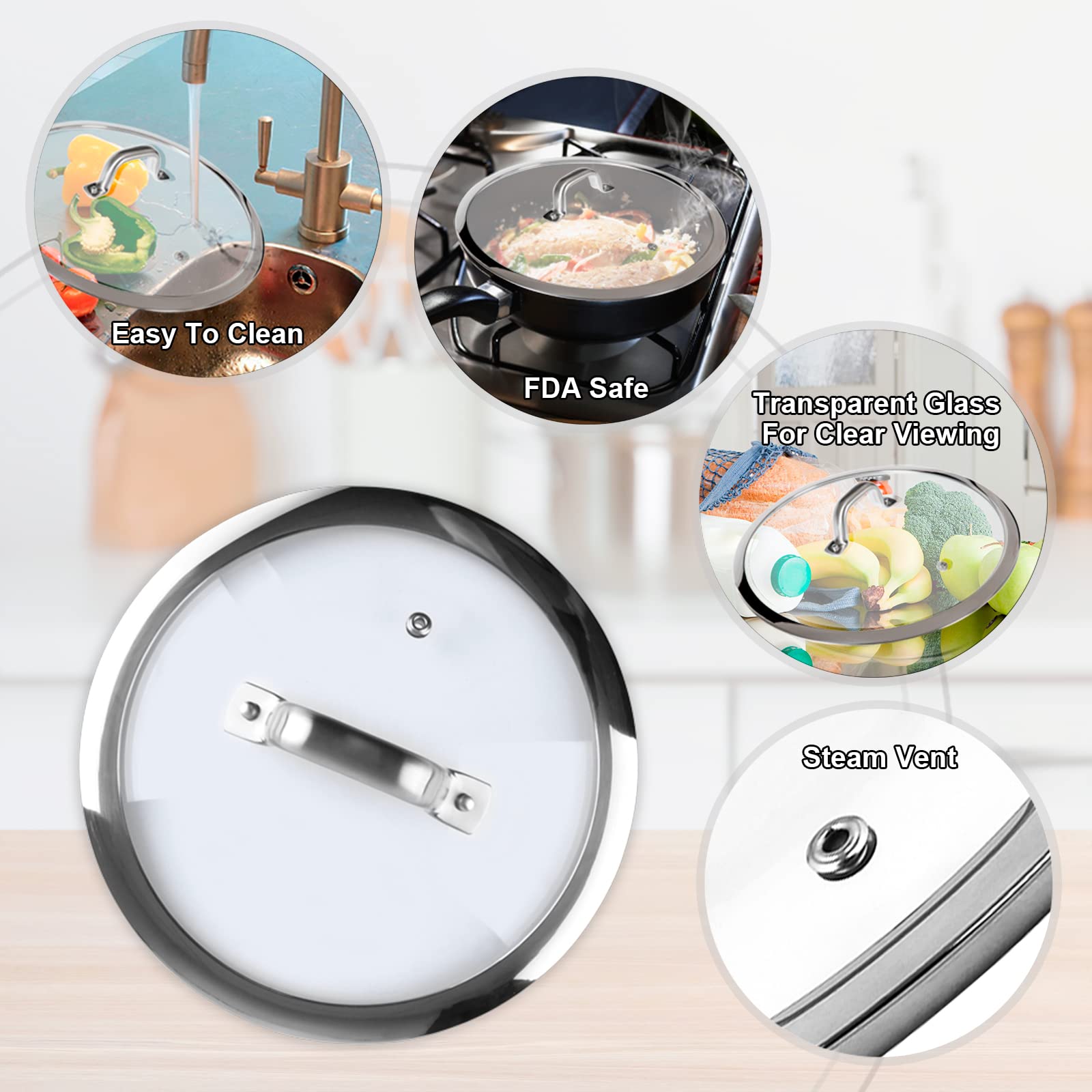 Secura Tapa de vidrio para utensilios de cocina 25.40 cm Claro