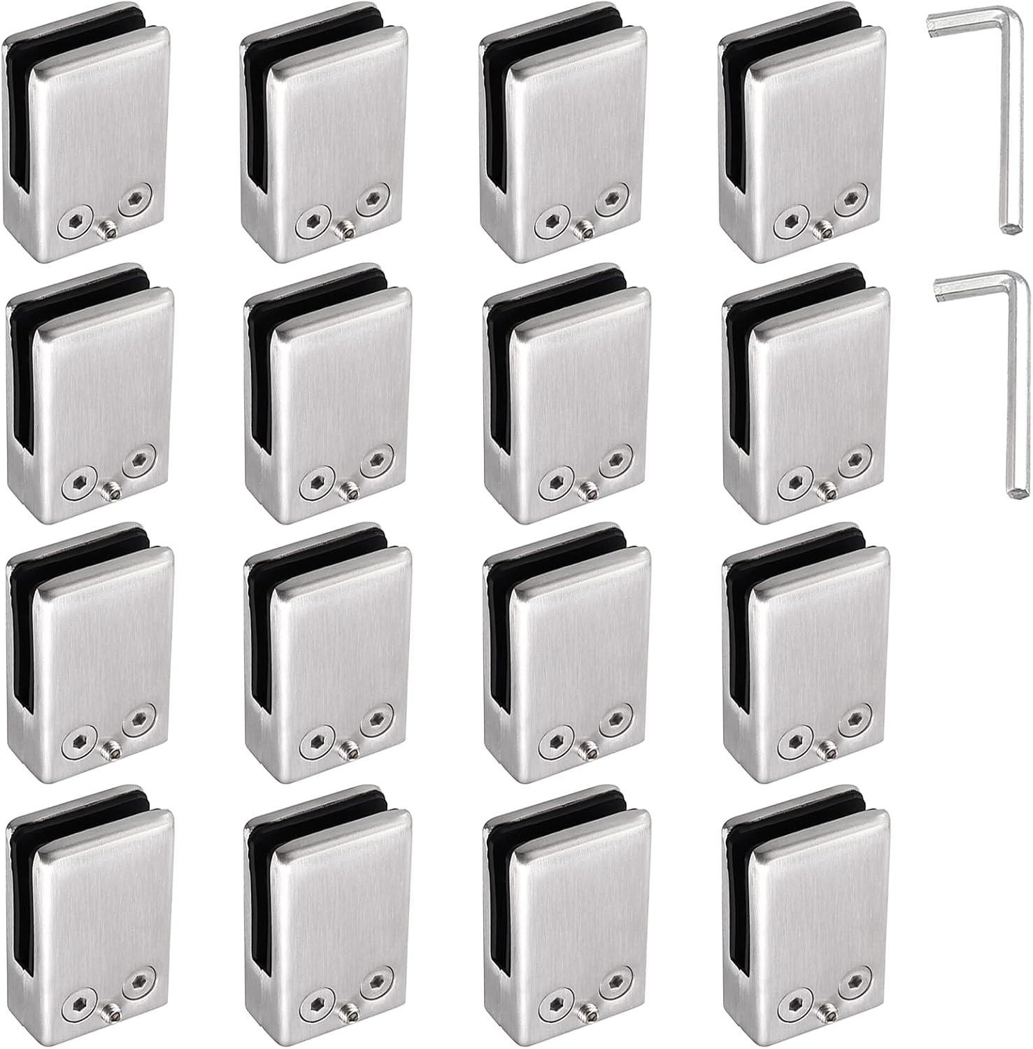 EYPINS 16 Pcs Glass Clamps, Stainless Steel 304 Square Glass Holder for
