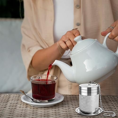 Miniatura 9 de Numola Infusores de té grandes para té suelto, colador de té grande de malla extra fina para cocinar especias, té de acero inoxidable 304 con gancho