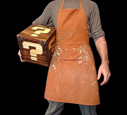 Miniatura 3 de Mario Bros Power Up Box de tamaño real, almacenamiento funcional de 10 x 10 x 10 pulgadas, bloque de preguntas de madera hecho a mano, decoración