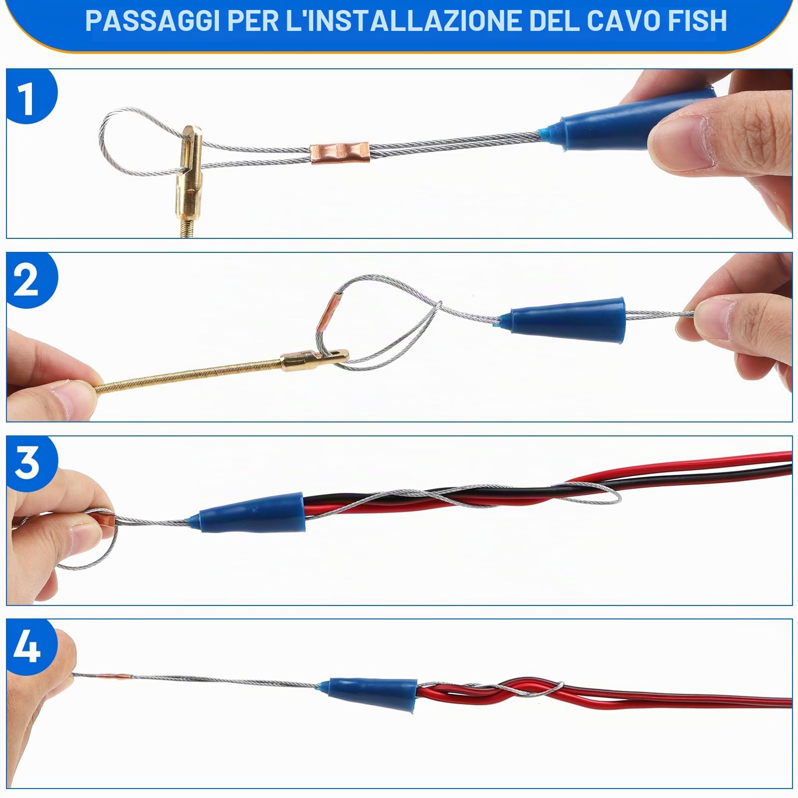 EFUTURETIME 10 x Sonda Passacavi 1m (Ø 4mm x 4, Ø 6mm x 6), Sonda Elettricista Professionale Fibra di Vetro Flessibili con 9 Accessori