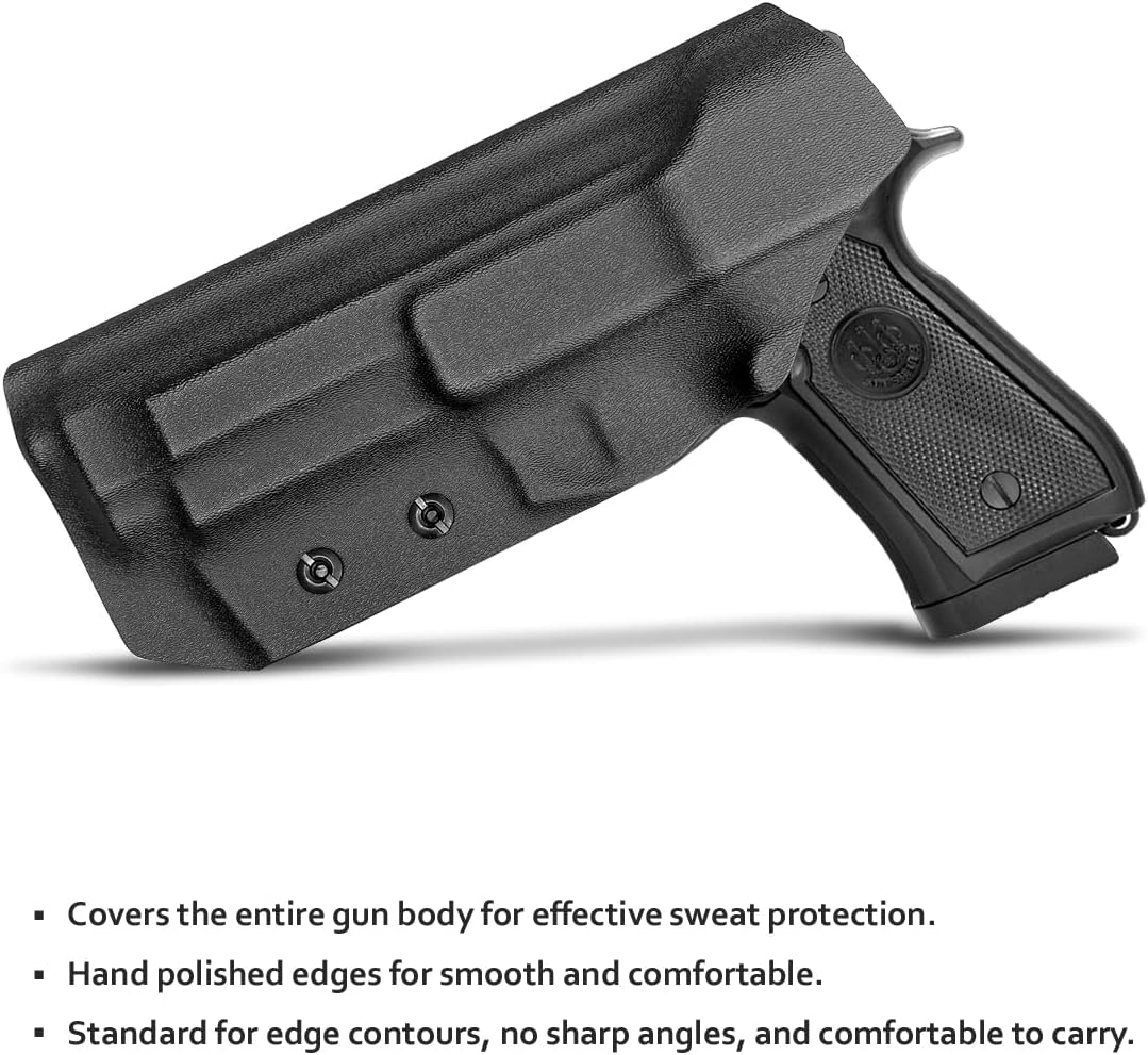 Beretta 92FS 92A1 96A1 Holster IWB / OWB Kydex Holster For Beretta 92 FS / 92 A1 / 96 A1 Pistol Accessories- Inside / Outside Waistband Concealed Carry - Adj. Width Height Retention Cant, Cover Mag-Button, Entrance Widened