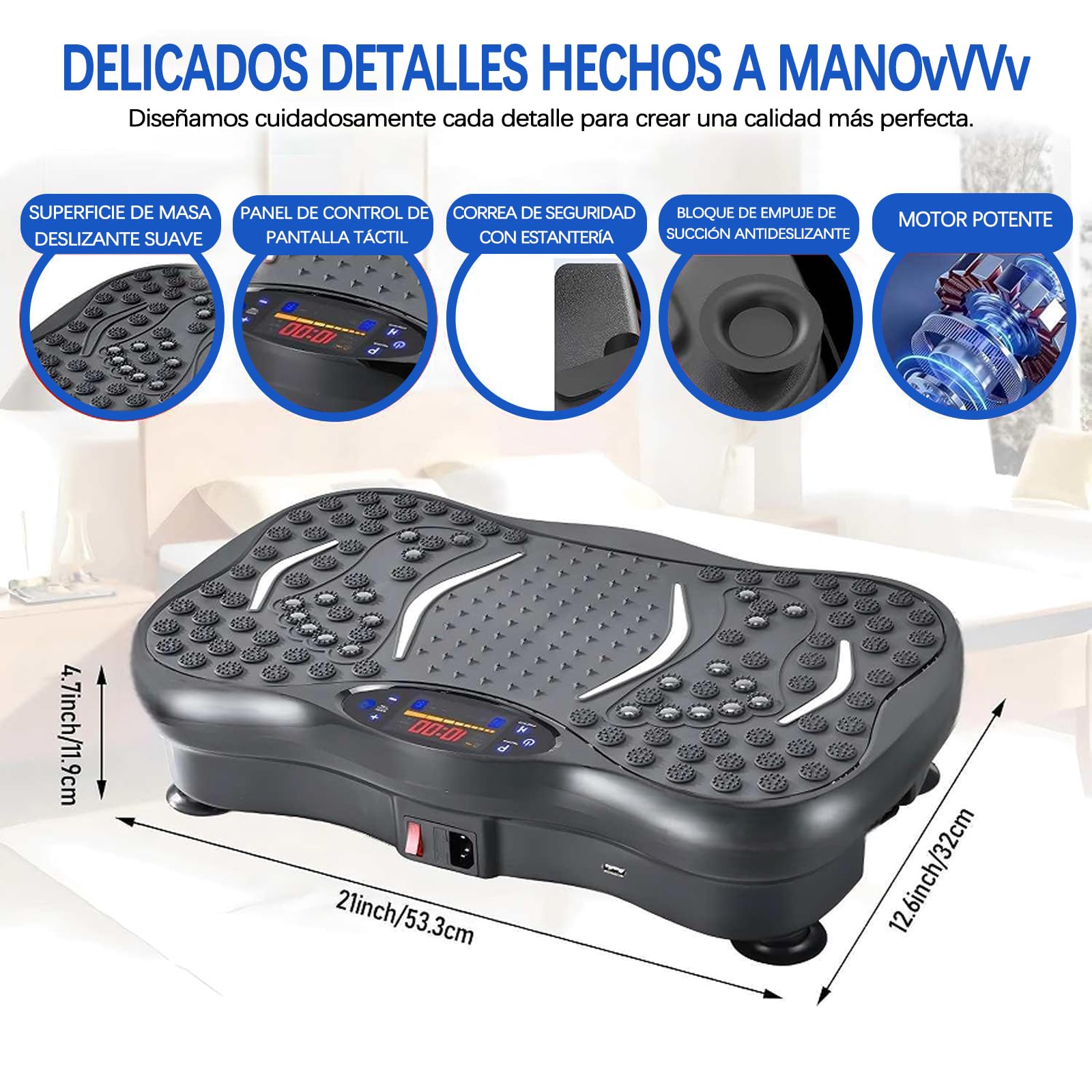FITSUPPORT Plataforma Vibratoria, Plataforma De Placa de Vibración Mejorada 2025 para Drenaje Linfático, 120 Velocidades Ajustables con Capacidad De 450 Libras, Adecuada para Hombres y
