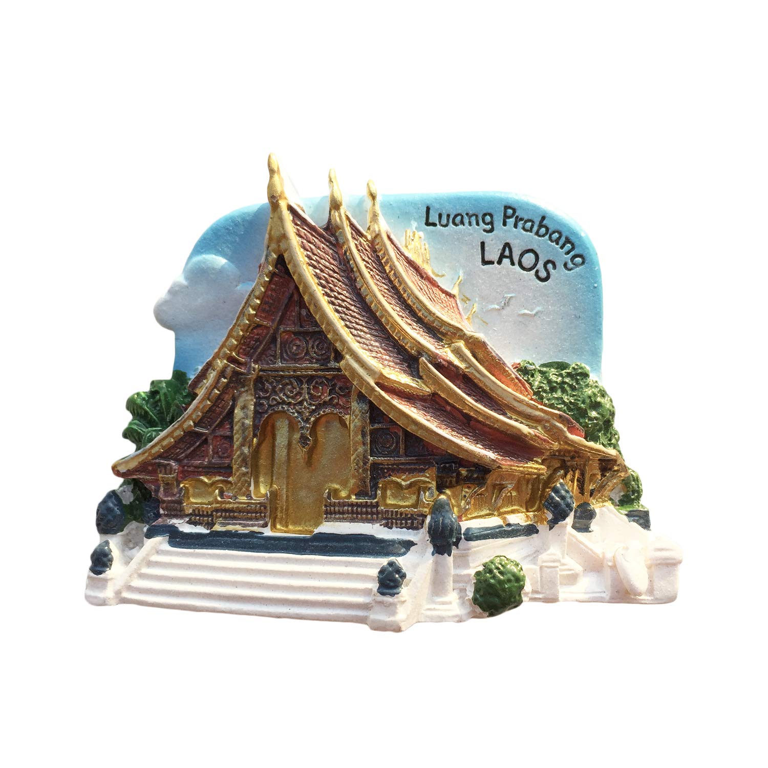 Wedarego Luang Prabang Laos 3D Refrigerator Magnet Resin Travel Souvenirs,Handmade Home & Kitchen Decoration Laos Fridge Magnet Collection Gift