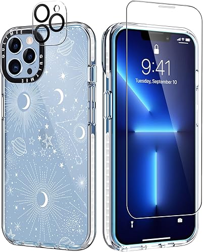 3 en 1 Funda diseñada para iPhone 13 Pro Max, estrella lunar con parachoques integrado para iPhone 13 Pro Max, fundas de 6.7 pulgadas, protector de