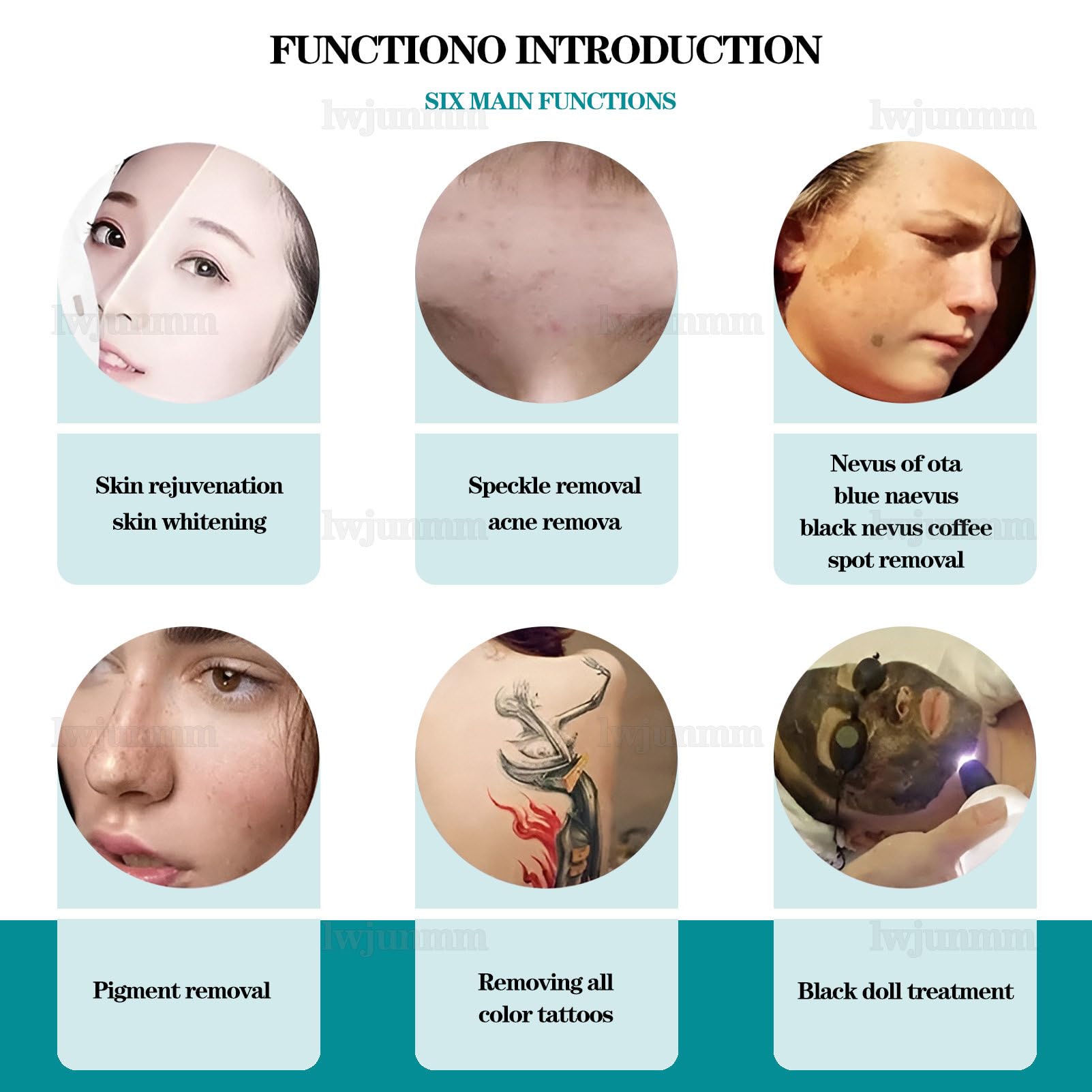 Tattooentfernungsgerät, Pico-Laser-Gerät zur Tattooentfernung, zur Entfernung von Tattoos und Farbflecken an Augenbrauen und Lidstrich 5Probes