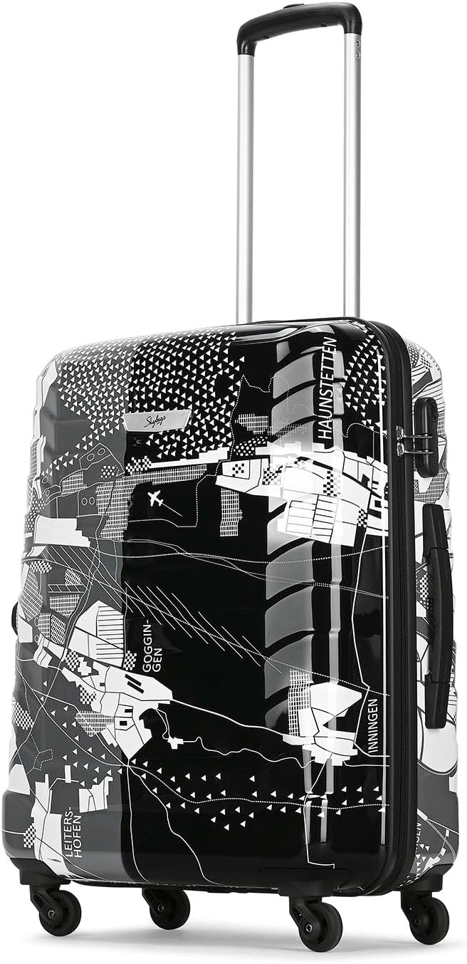 Skybags Acrylonitrile Butadiene Styrene (Abs) Trooper Medium Check-in Size Hard Luggage (65Cm) | Luggage Trolley with 4 Spinner Wheels and Resettable Combination Lock | Black