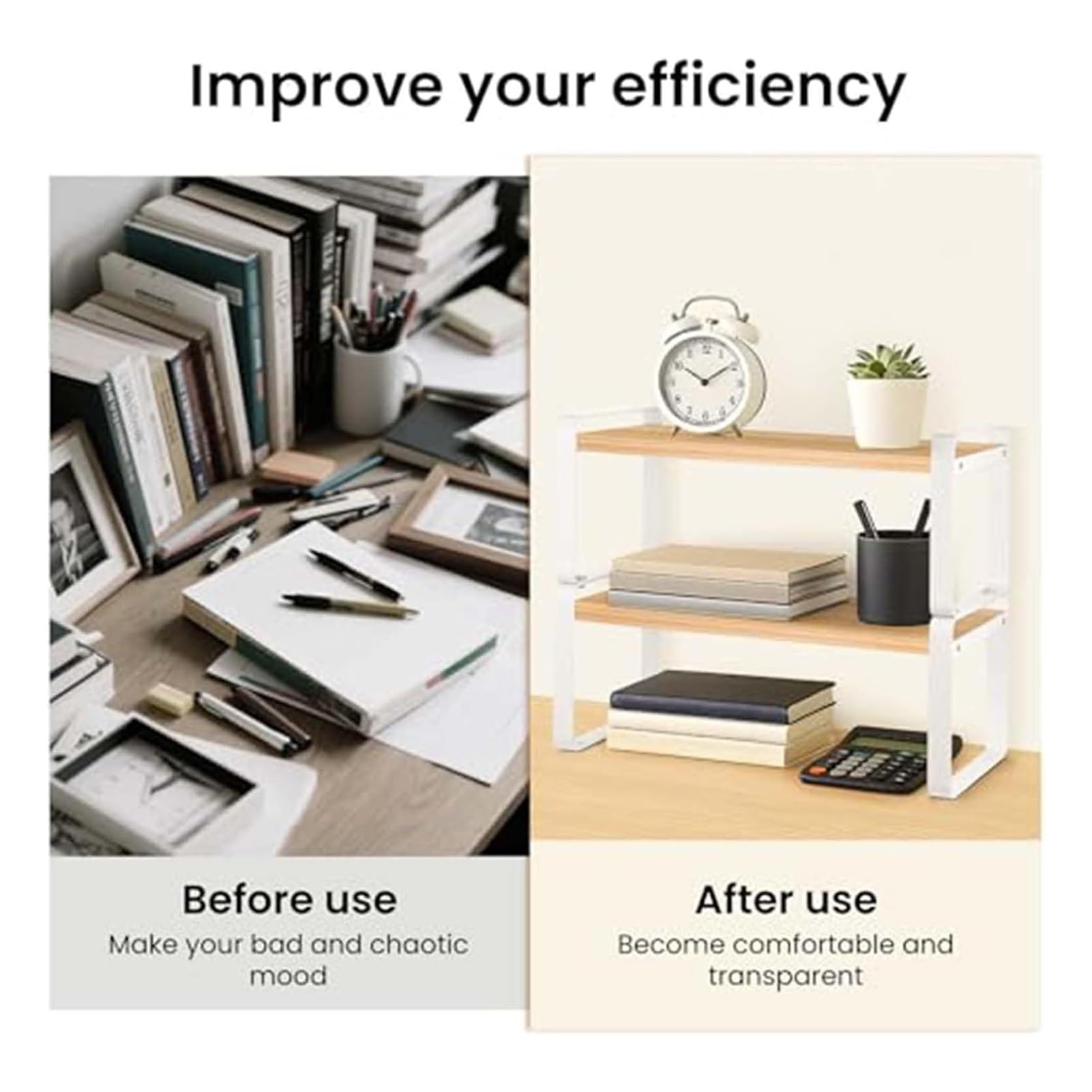 Libreria Da Appoggio In Legno - Scaffale Organizer Da Scrivania Per Ufficio, Libreria Multiuso Per Piccoli Spazi, Supporto Da Tavolo, Scaffale Portaoggetti Per Ufficio