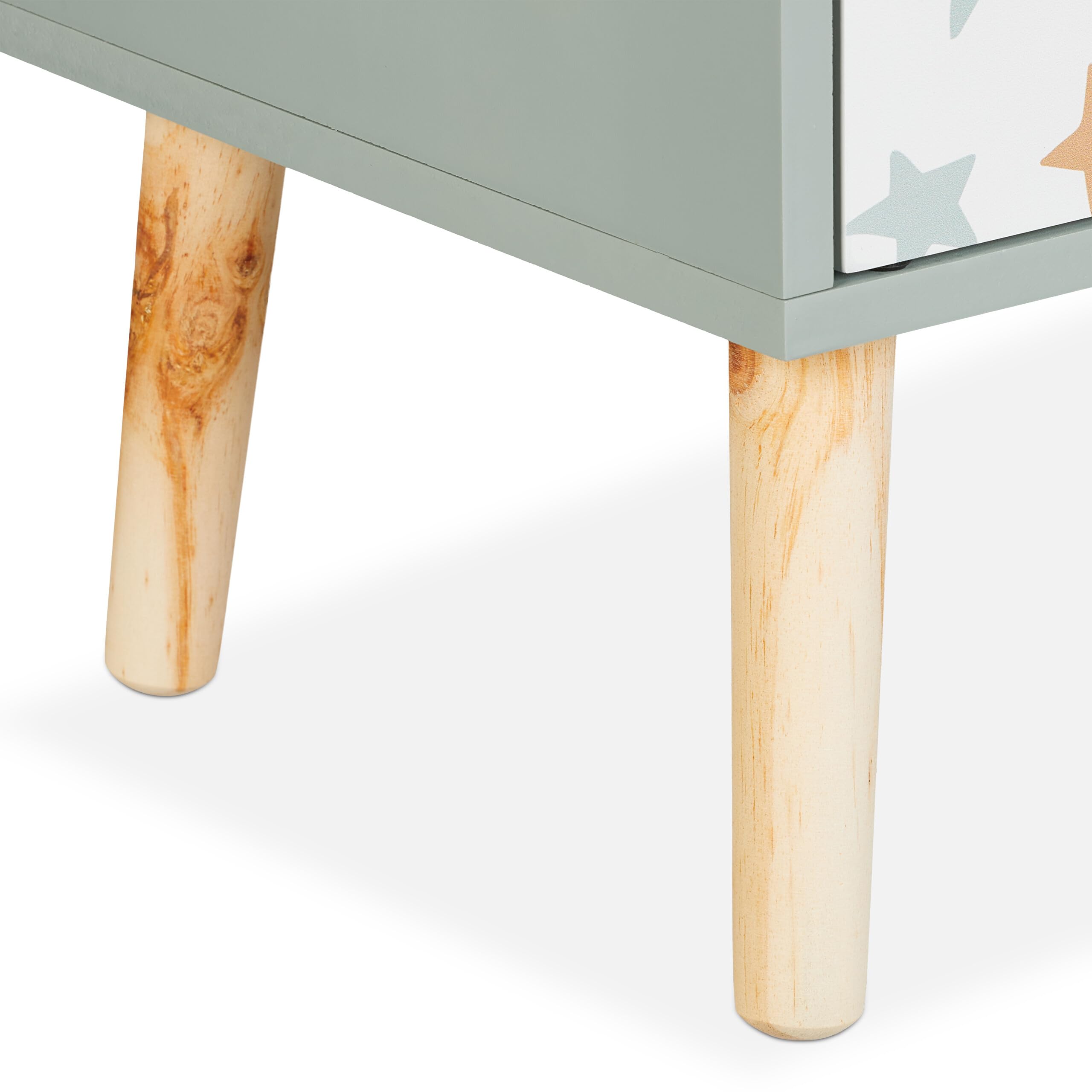 Relaxdays Mesita de Noche Infantil, con Puerta, 41x40x30 cm, Mueble Niños, Cómoda Estrellas, Madera, MDF, Multicolor, Tablero de Fibras
