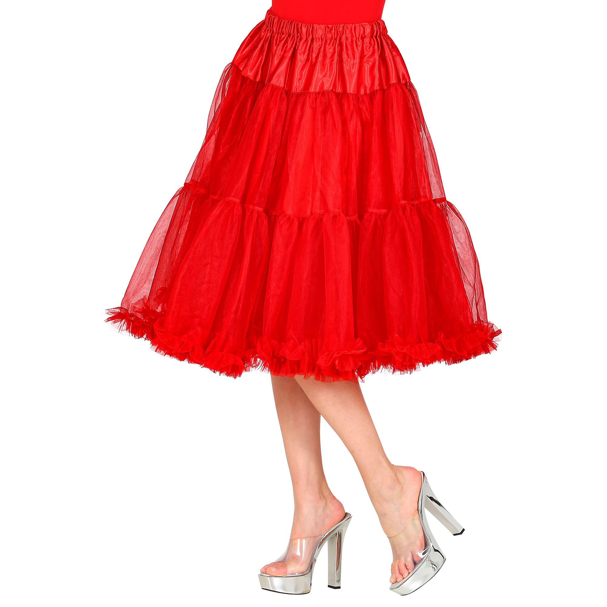 WIDMANN 10354 Tulle Skirt, Red, Length 65 cm, Tutu, Petticoat, Underskirt, Costume Accessories, Carnival, Theme Party