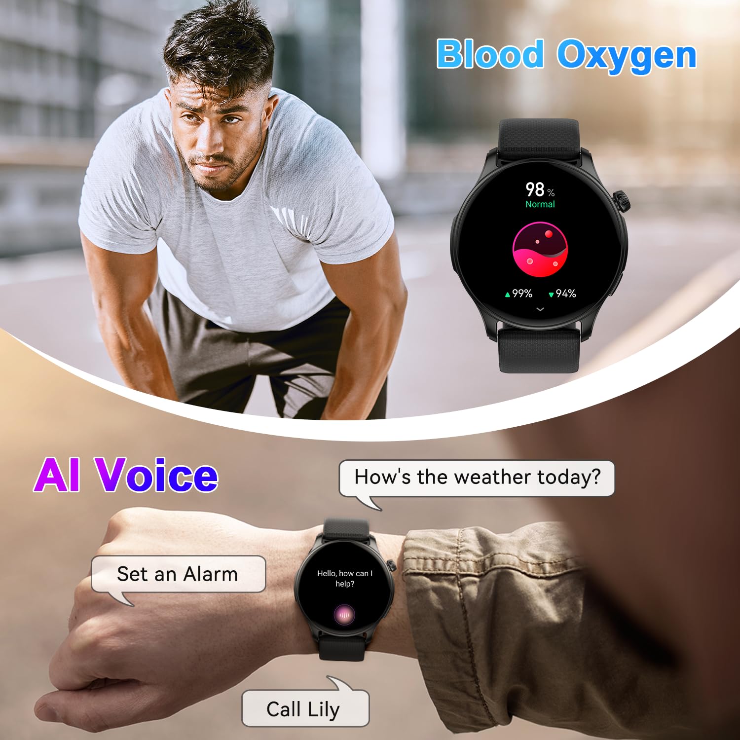 Smart Watch for Men Women Fitness: Waterproof Running Digital Mens Watches Step Pedometer Tracker Make Answer Call Smartwatch Android Phone iPhone Samsung Compatible SpO2 Sleep Heart Rate Monitor