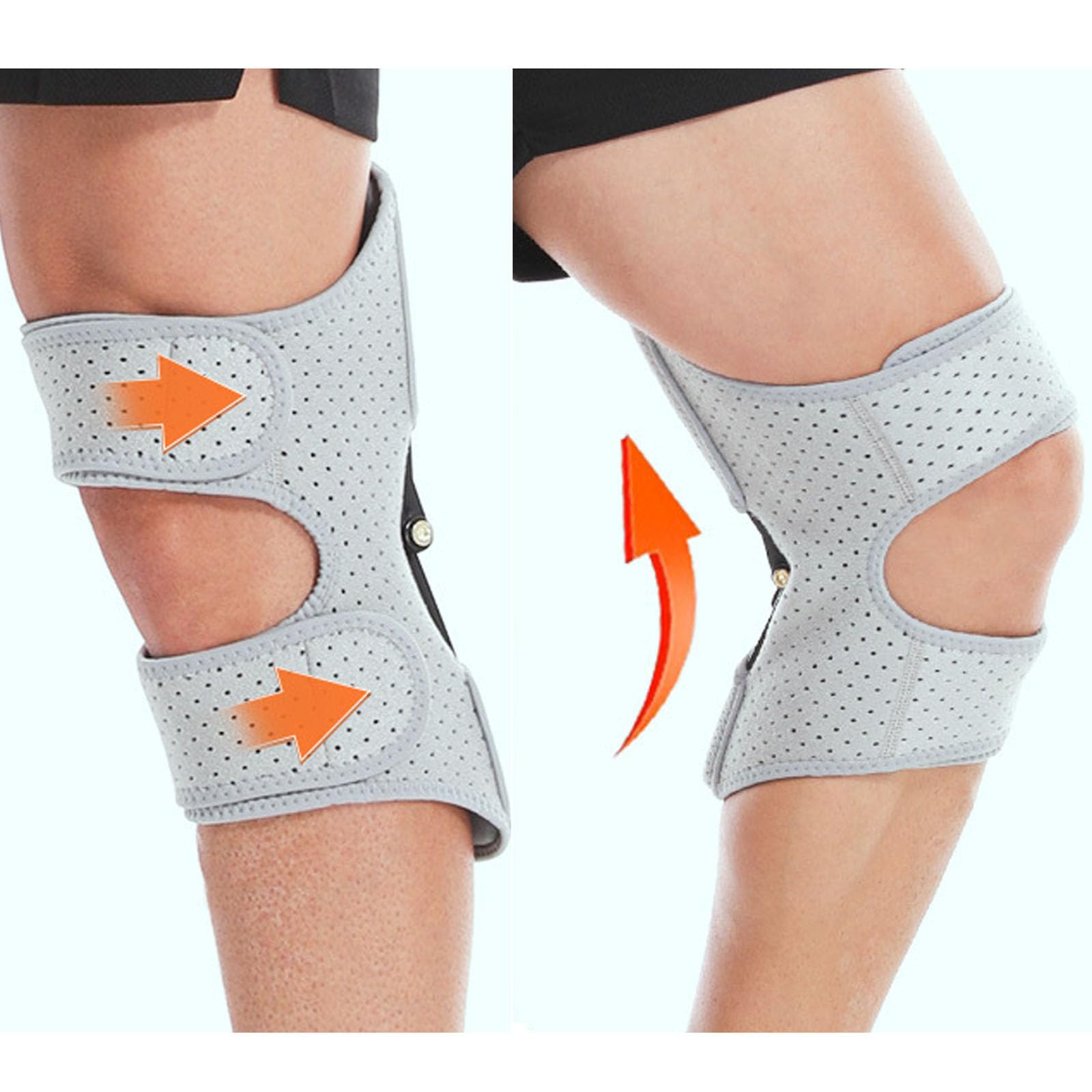 Dispositivo de asistencia de rodilla, refuerzo de protección de rodilla, inmovilizador de rodilla, soporte de articulación de refuerzo de rodilla estabilizador de resorte (2Pcs,Gray)