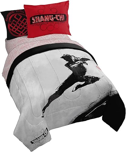 Jay Franco Marvel Shang Chi Master of Kung Fu - Juego de ropa de cama de 5 piezas tamaño individual, incluye edredón y juego de sábanas, microfibra