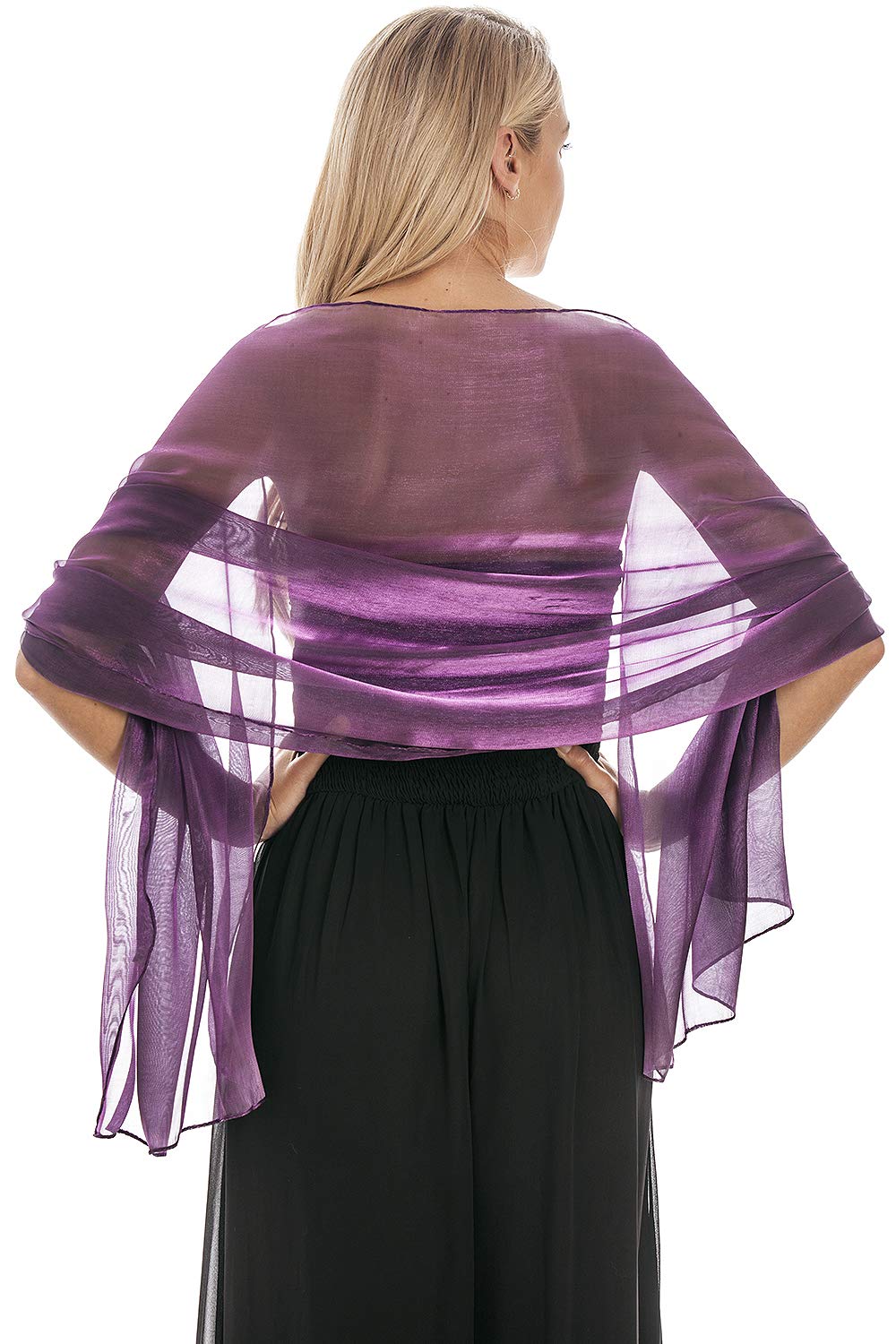 Central Chic Purple Silky Iridescent Wrap Stole Shawl For Weddings Bridal Bridesmaids & Evening Wear