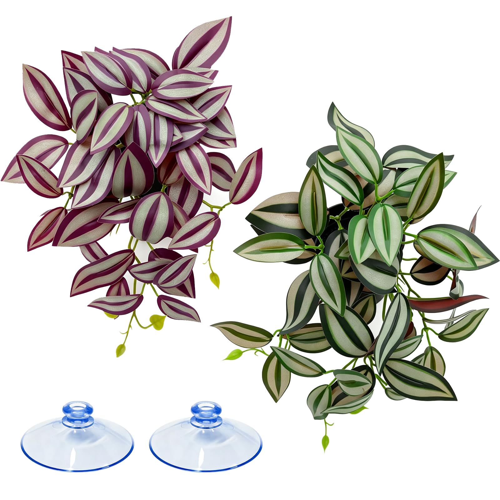 2Pcs Reptile Plants for Terrarium Artificial Vines with Suction Cups