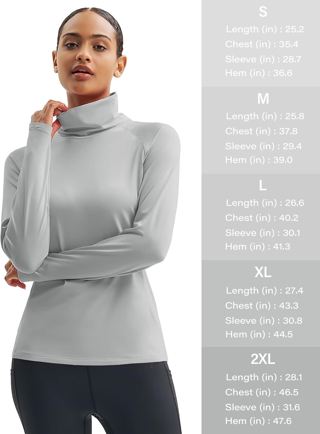 MAGCOMSEN Women's Thermal Shirts Mock Turtleneck Long Sleeve Undershirt Fleece Base Layer Top with Thumb Holes - Image 6