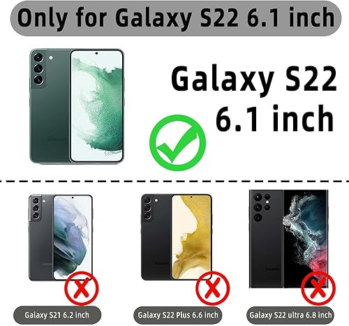 Miniatura 6 de Funda tipo cartera compatible con Galaxy S22 con tarjetero de crédito, a prueba de golpes, soporte de anillo de rotación de 360 y bloqueo RFID para