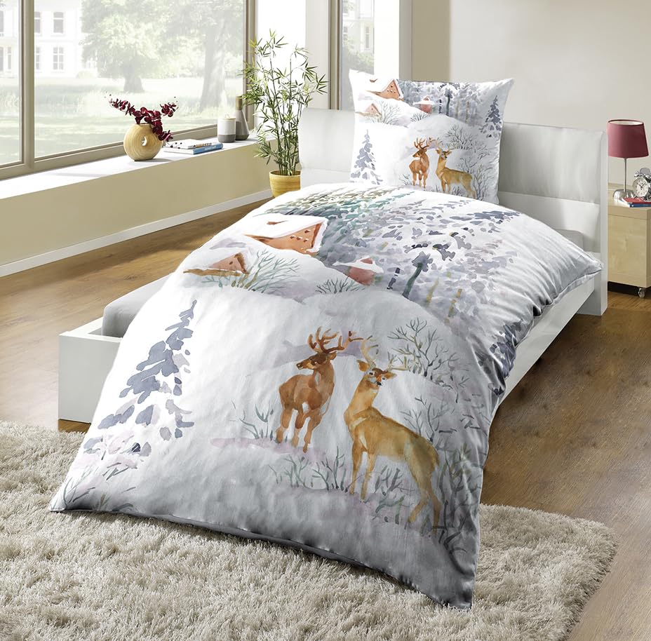 MESANA Bettwäsche Feinbiber 80x80 + 135x200 cm