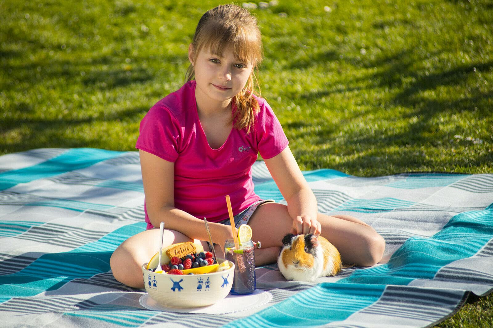 Yate Coperta da picnic XXL in pile, 200 cm x 200 cm, con maniglia, impermeabile, perfetta per le ore all'aria aperta